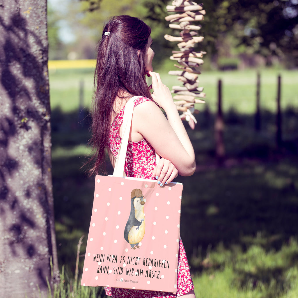 Einkaufstasche Wenn Papa es nicht reparieren kann, sind wir am Arsch Tragetasche, Tasche, Beutel, Stofftasche, Baumwolltasche, Umhängetasche, Shopper, Familie, Vatertag, Muttertag, Bruder, Schwester, Mama, Papa, Oma, Opa, Vater, Geschenk Papa, Bester Papa der Welt