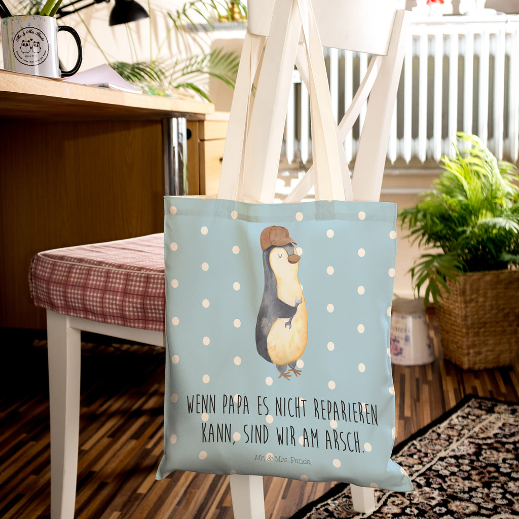 Einkaufstasche Wenn Papa es nicht reparieren kann, sind wir am Arsch Tragetasche, Tasche, Beutel, Stofftasche, Baumwolltasche, Umhängetasche, Shopper, Familie, Vatertag, Muttertag, Bruder, Schwester, Mama, Papa, Oma, Opa, Vater, Geschenk Papa, Bester Papa der Welt