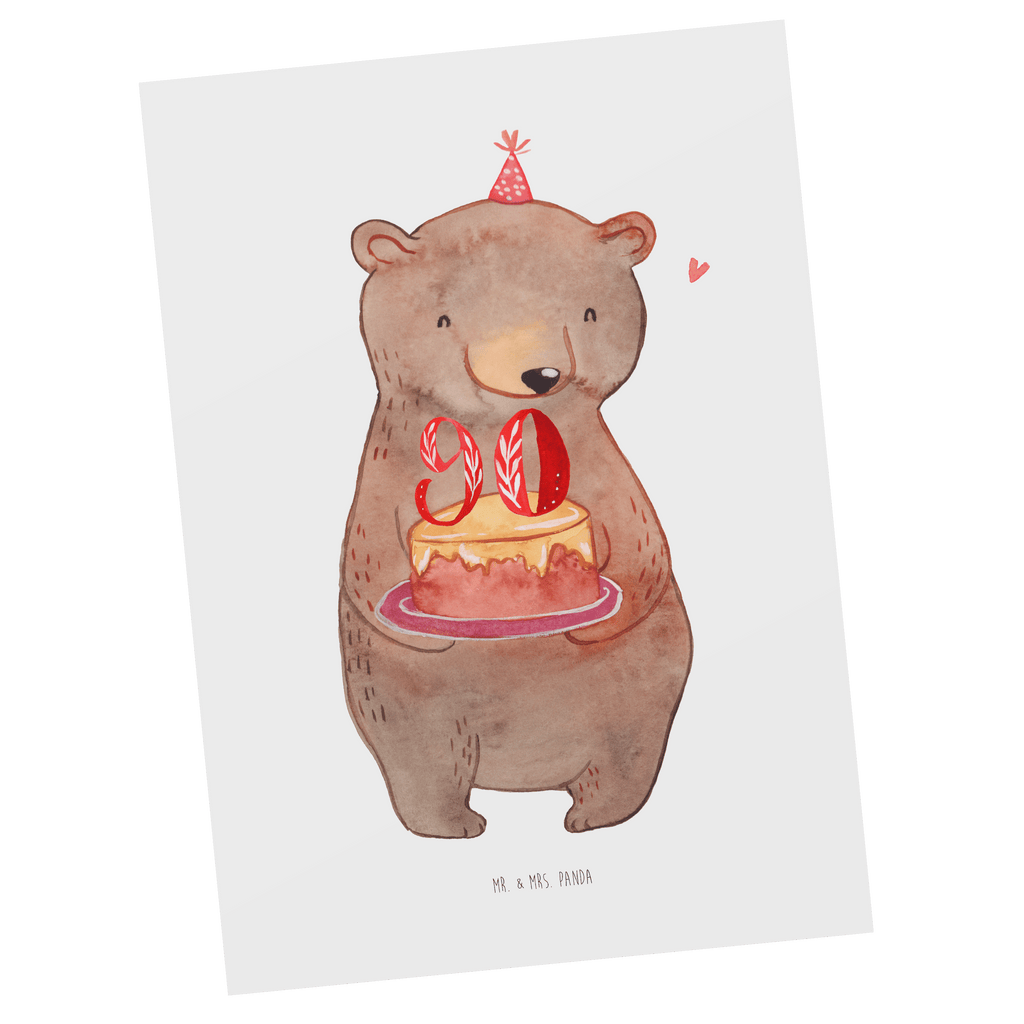 Postkarte Bär Torte 90. Geburtstag Geschenkkarte, Grußkarte, Karte, Einladung, Ansichtskarte, Geburtstagskarte, Einladungskarte, Dankeskarte, Geburtstag, Geburtstagsgeschenk, Geschenk, Party, Feiern, Torte, Kuchen