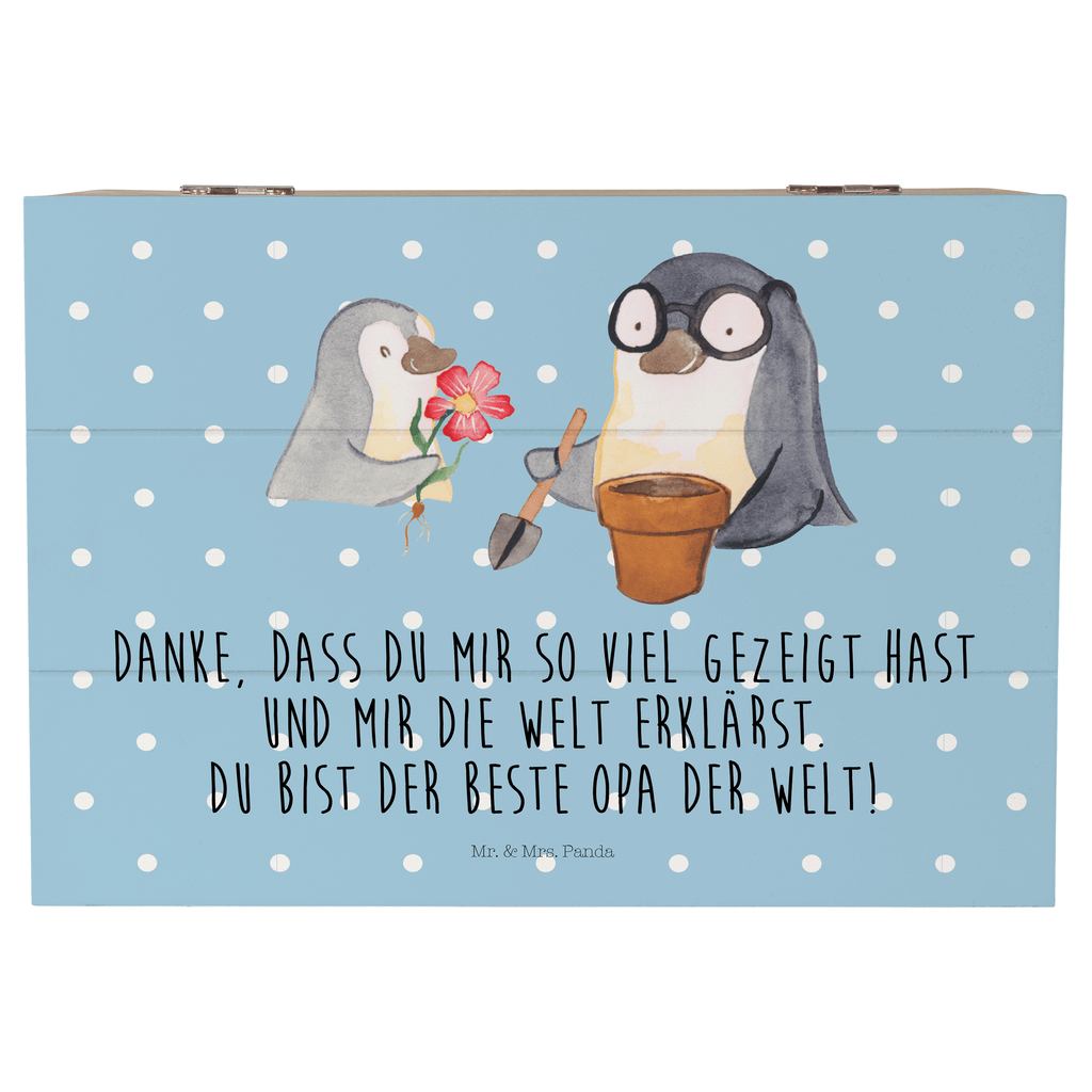 Holzkiste Pinguin Opa Blumen pflanzen Holzkiste, Kiste, Schatzkiste, Truhe, Schatulle, XXL, Erinnerungsbox, Erinnerungskiste, Dekokiste, Aufbewahrungsbox, Familie, Vatertag, Muttertag, Bruder, Schwester, Mama, Papa, Oma, Opa, Großvater, Opi, bester Opa, Lieblingsopa