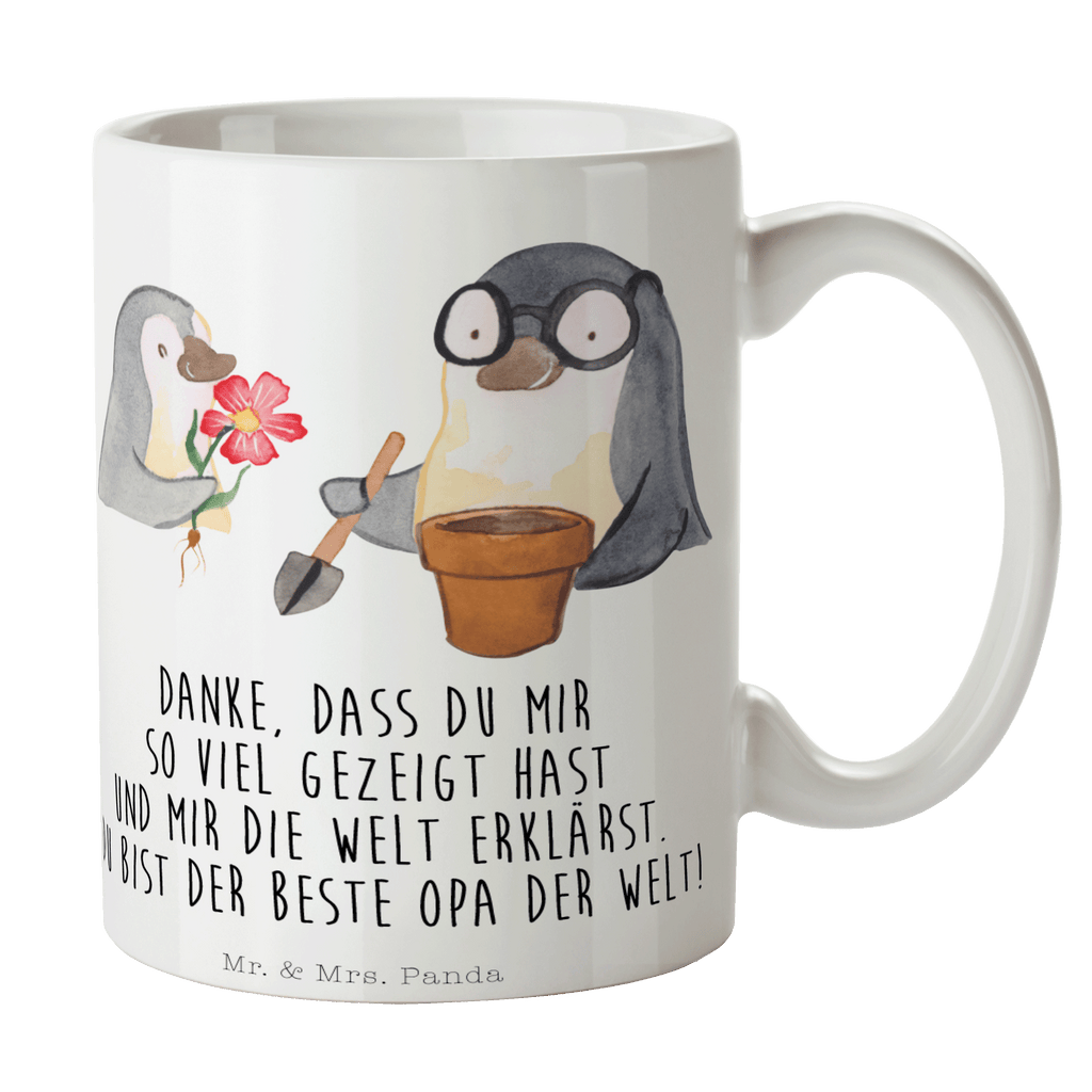 Tasse Pinguin Opa Blumen pflanzen Opa, Großvater, Opi, bester Opa, Lieblingsopa Becher, Kaffeetasse, Kaffeebecher, Tee, Frühstück, Büro  Familie, Vatertag, Muttertag, Bruder, Schwester, Mama, Papa, Oma, Opa