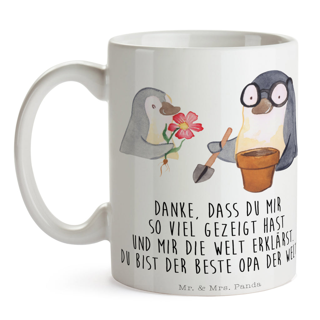 Tasse Pinguin Opa Blumen pflanzen Opa, Großvater, Opi, bester Opa, Lieblingsopa Becher, Kaffeetasse, Kaffeebecher, Tee, Frühstück, Büro  Familie, Vatertag, Muttertag, Bruder, Schwester, Mama, Papa, Oma, Opa