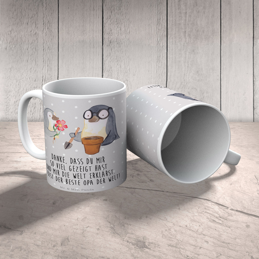 Tasse Pinguin Opa Blumen pflanzen Opa, Großvater, Opi, bester Opa, Lieblingsopa Becher, Kaffeetasse, Kaffeebecher, Tee, Frühstück, Büro  Familie, Vatertag, Muttertag, Bruder, Schwester, Mama, Papa, Oma, Opa