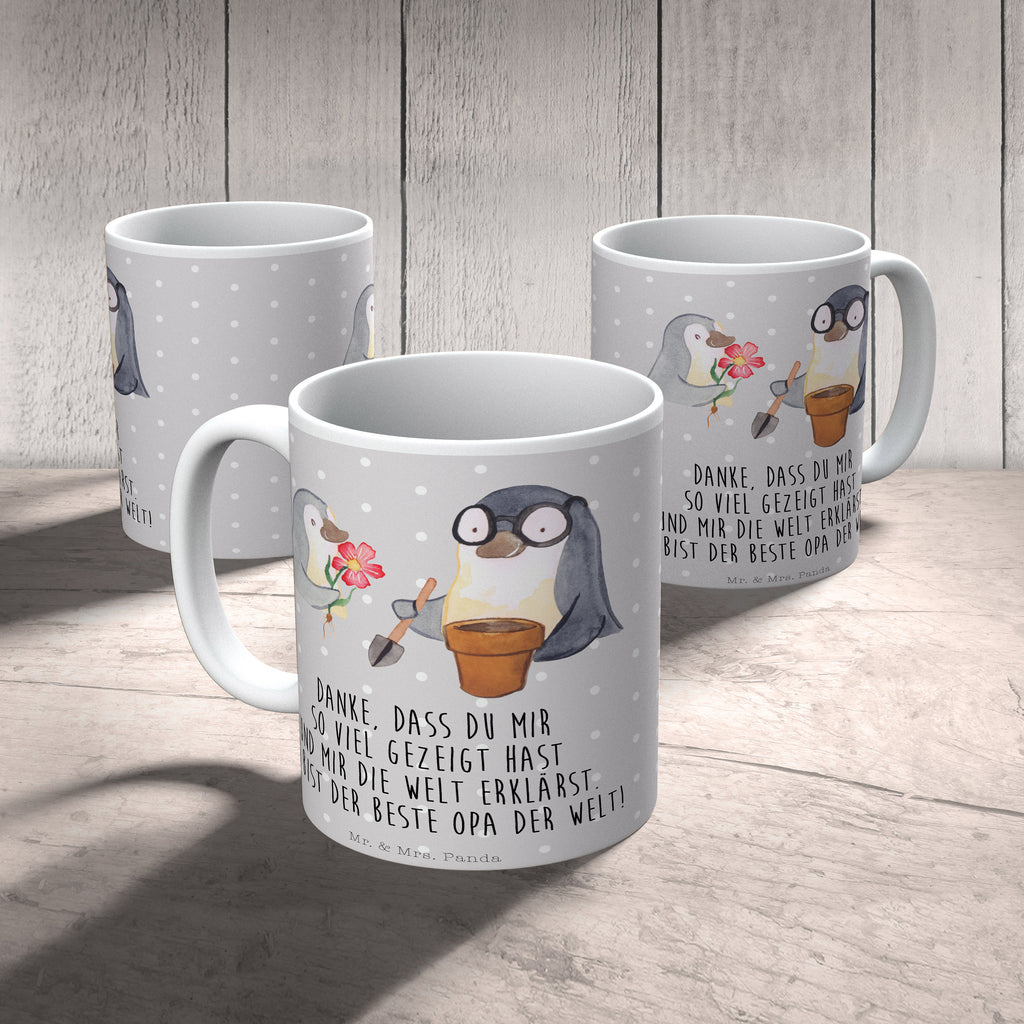 Tasse Pinguin Opa Blumen pflanzen Opa, Großvater, Opi, bester Opa, Lieblingsopa Becher, Kaffeetasse, Kaffeebecher, Tee, Frühstück, Büro  Familie, Vatertag, Muttertag, Bruder, Schwester, Mama, Papa, Oma, Opa