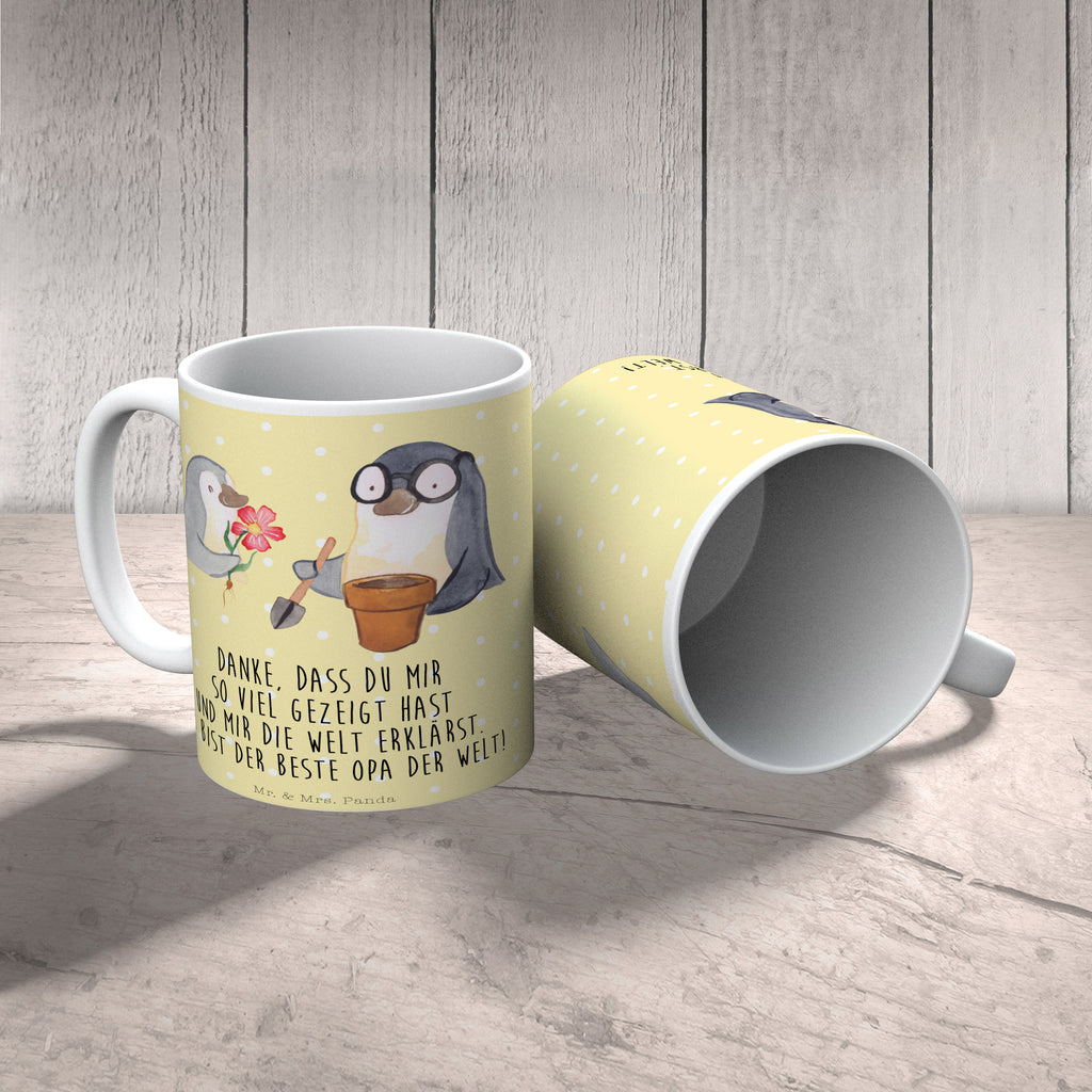 Tasse Pinguin Opa Blumen pflanzen Opa, Großvater, Opi, bester Opa, Lieblingsopa Becher, Kaffeetasse, Kaffeebecher, Tee, Frühstück, Büro  Familie, Vatertag, Muttertag, Bruder, Schwester, Mama, Papa, Oma, Opa