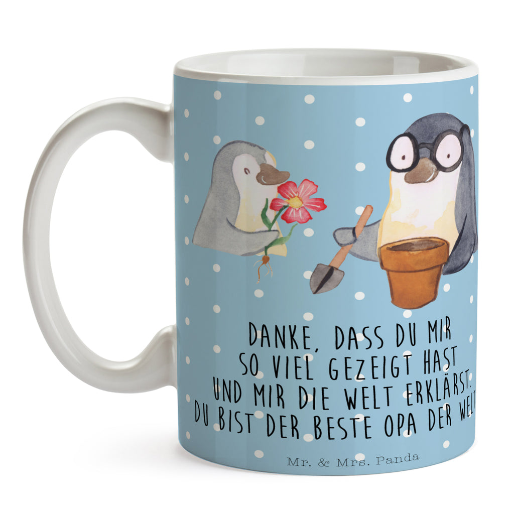 Tasse Pinguin Opa Blumen pflanzen Opa, Großvater, Opi, bester Opa, Lieblingsopa Becher, Kaffeetasse, Kaffeebecher, Tee, Frühstück, Büro  Familie, Vatertag, Muttertag, Bruder, Schwester, Mama, Papa, Oma, Opa