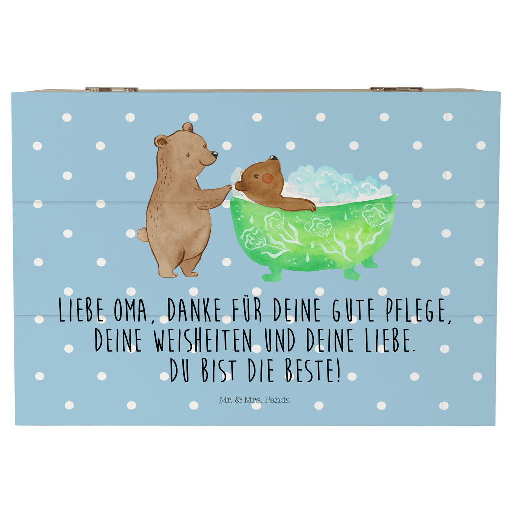 Holzkiste Oma badet Holzkiste, Kiste, Schatzkiste, Truhe, Schatulle, XXL, Erinnerungsbox, Erinnerungskiste, Dekokiste, Aufbewahrungsbox, Familie, Vatertag, Muttertag, Bruder, Schwester, Mama, Papa, Oma, Opa, Großmutter, Enkel, Baden, Liebe