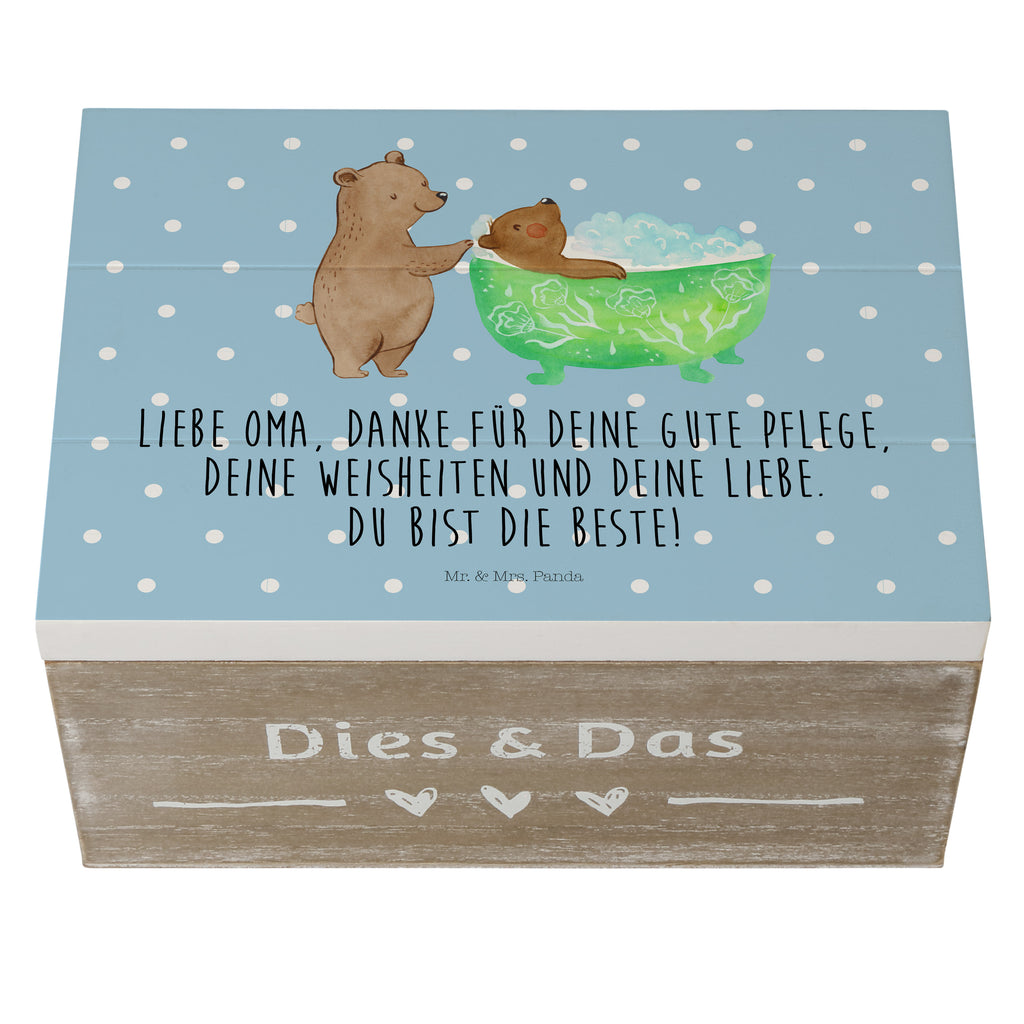Holzkiste Oma badet Holzkiste, Kiste, Schatzkiste, Truhe, Schatulle, XXL, Erinnerungsbox, Erinnerungskiste, Dekokiste, Aufbewahrungsbox, Familie, Vatertag, Muttertag, Bruder, Schwester, Mama, Papa, Oma, Opa, Großmutter, Enkel, Baden, Liebe