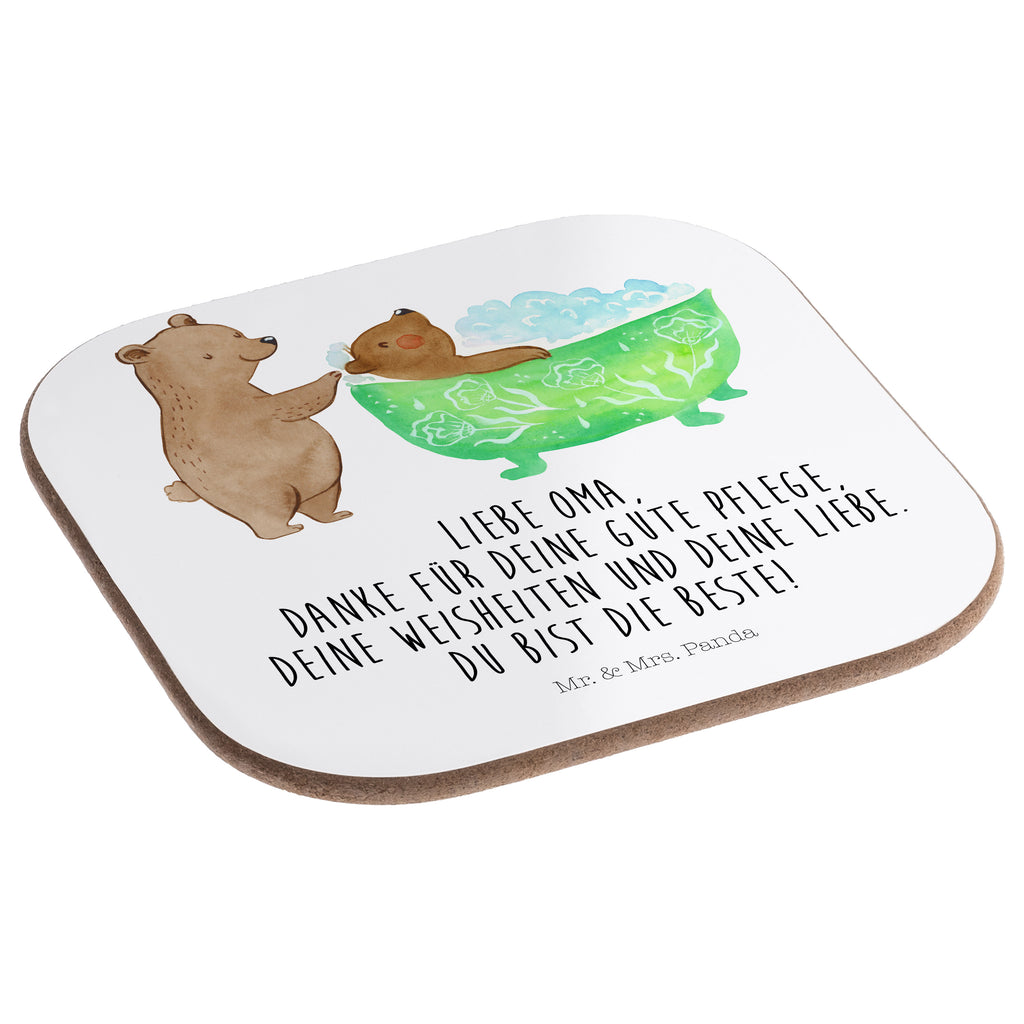Quadratische Untersetzer Oma badet Bierdeckel, Glasuntersetzer, Untersetzer Gläser, Getränkeuntersetzer, Familie, Vatertag, Muttertag, Bruder, Schwester, Mama, Papa, Oma, Opa, Großmutter, Enkel, Baden, Liebe