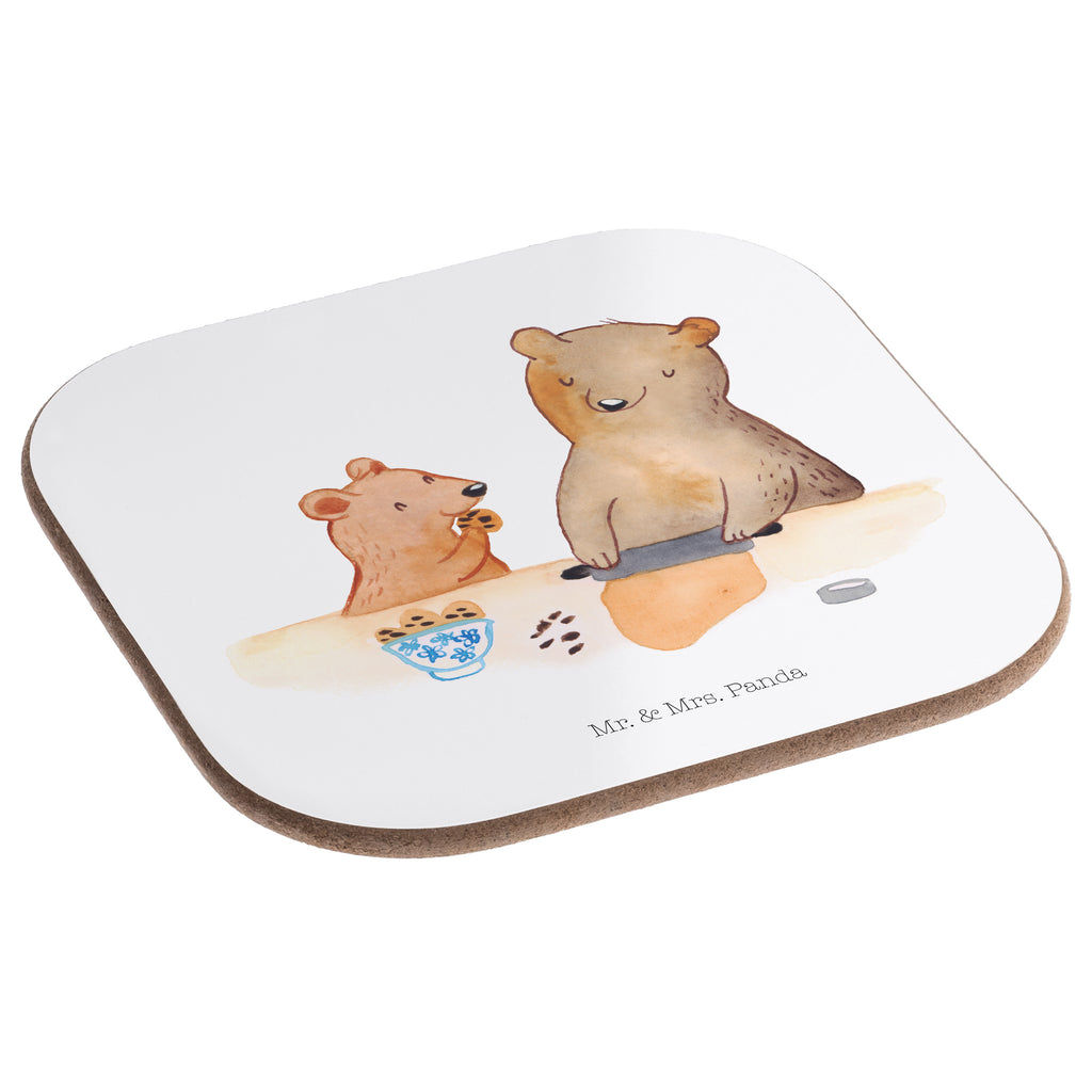 Quadratische Untersetzer Oma Bär backen Bierdeckel, Glasuntersetzer, Untersetzer Gläser, Getränkeuntersetzer, Familie, Vatertag, Muttertag, Bruder, Schwester, Mama, Papa, Oma, Opa, Omi, Lieblingsoma, Lieblingsomi, backen, kochen, beste Köchin