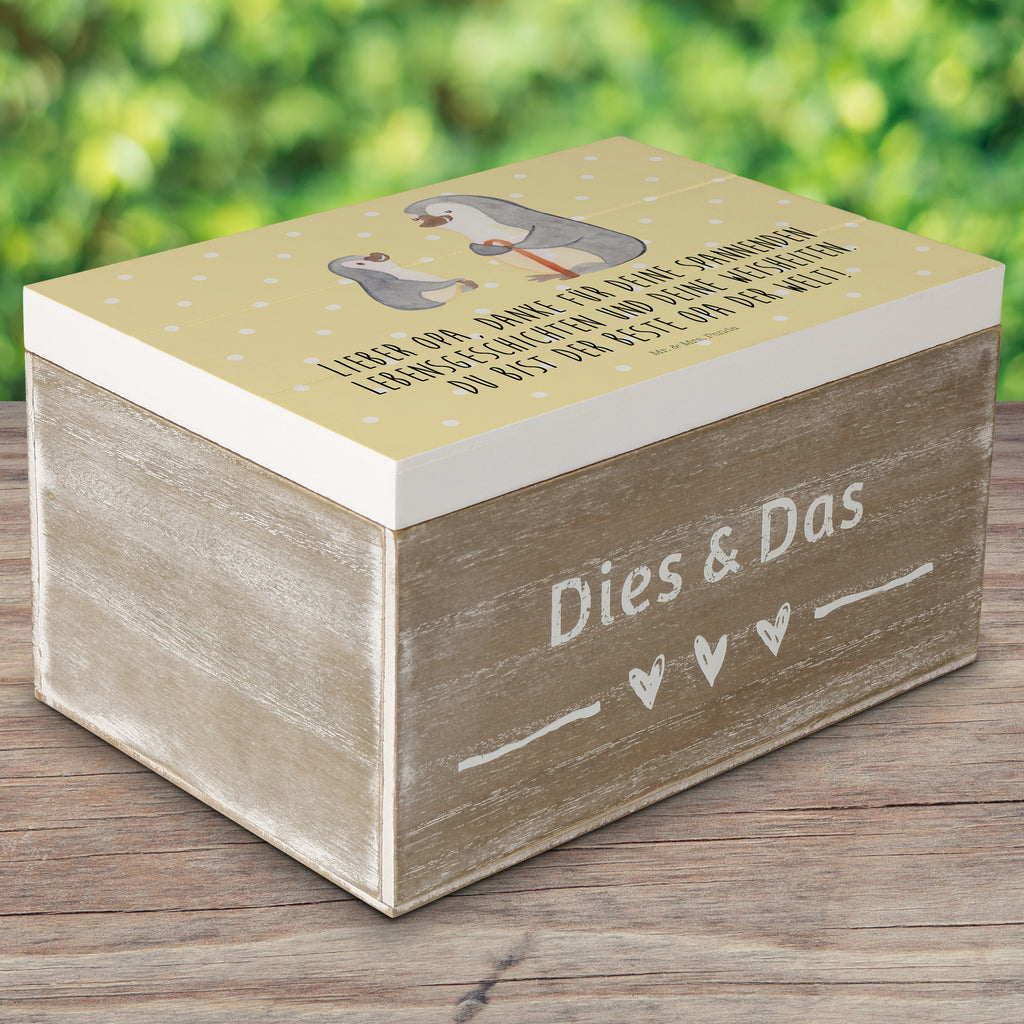 Holzkiste Pinguin Opa Enkel Holzkiste, Kiste, Schatzkiste, Truhe, Schatulle, XXL, Erinnerungsbox, Erinnerungskiste, Dekokiste, Aufbewahrungsbox, Familie, Vatertag, Muttertag, Bruder, Schwester, Mama, Papa, Oma, Opa, Opi, bester Opa, Großvater, Lieblingsopa, Geschenk für Opa