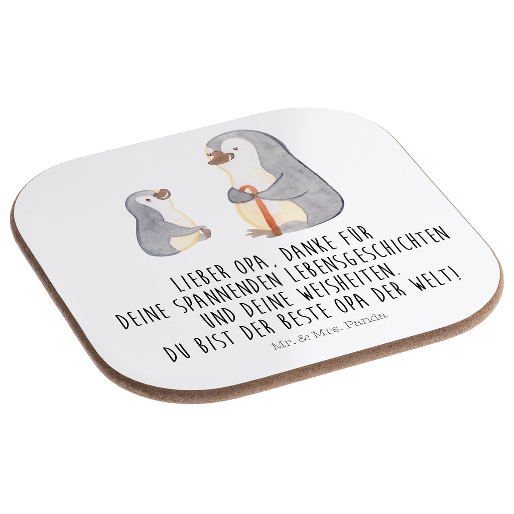 Quadratische Untersetzer Pinguin Opa Enkel Bierdeckel, Glasuntersetzer, Untersetzer Gläser, Getränkeuntersetzer, Familie, Vatertag, Muttertag, Bruder, Schwester, Mama, Papa, Oma, Opa, Opi, bester Opa, Großvater, Lieblingsopa, Geschenk für Opa