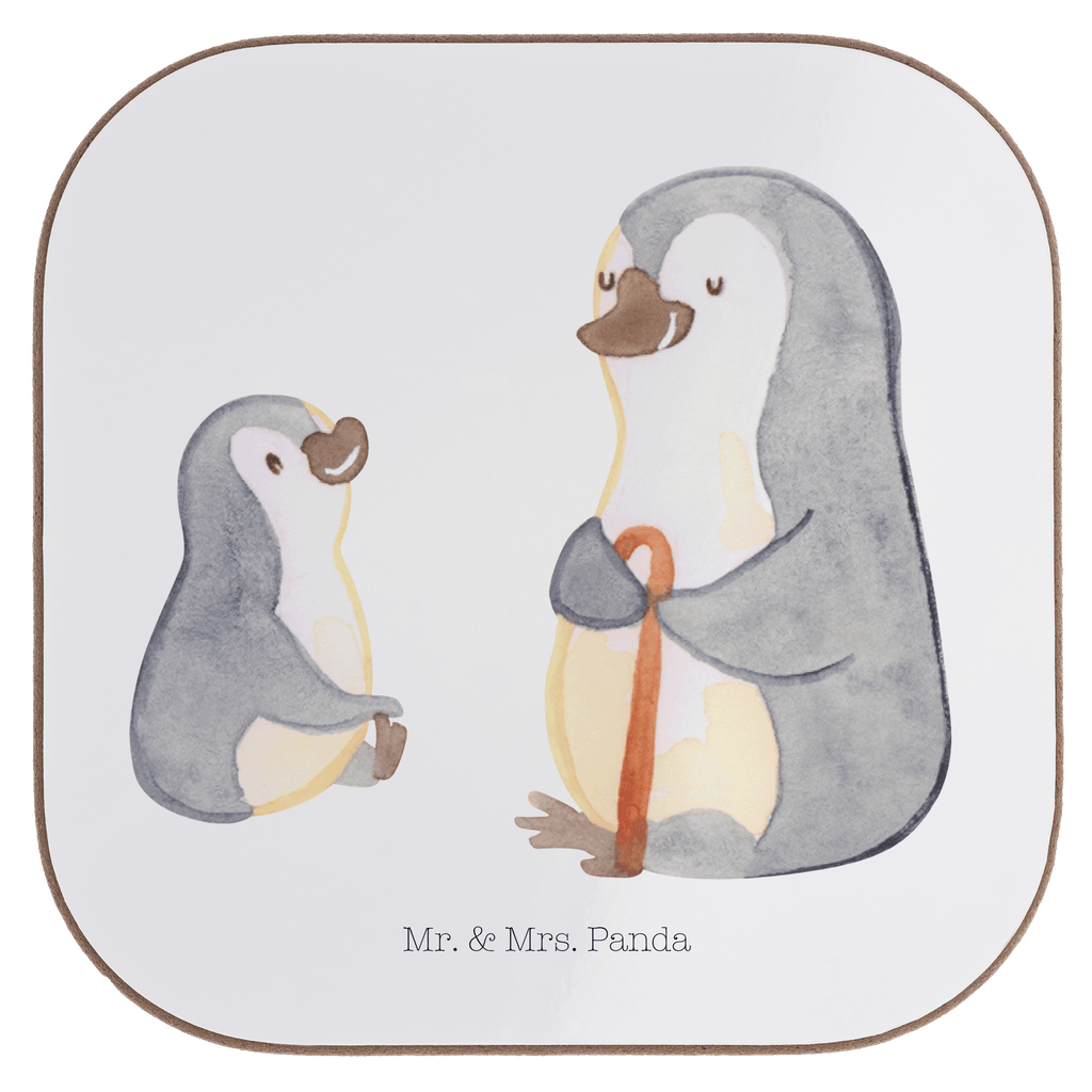 Quadratische Untersetzer Pinguin Opa Enkel Bierdeckel, Glasuntersetzer, Untersetzer Gläser, Getränkeuntersetzer, Familie, Vatertag, Muttertag, Bruder, Schwester, Mama, Papa, Oma, Opa, Opi, bester Opa, Großvater, Lieblingsopa, Geschenk für Opa