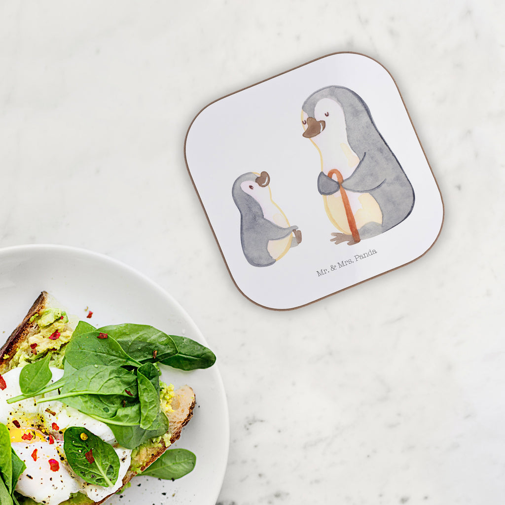 Quadratische Untersetzer Pinguin Opa Enkel Bierdeckel, Glasuntersetzer, Untersetzer Gläser, Getränkeuntersetzer, Familie, Vatertag, Muttertag, Bruder, Schwester, Mama, Papa, Oma, Opa, Opi, bester Opa, Großvater, Lieblingsopa, Geschenk für Opa
