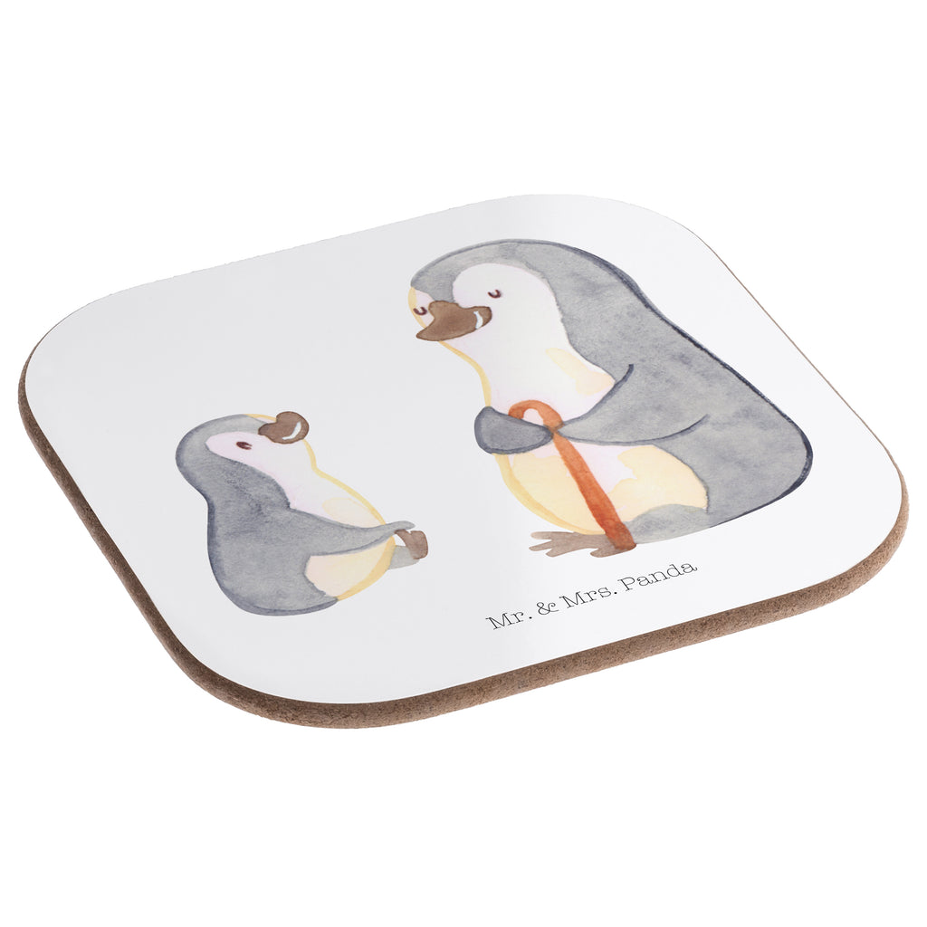 Quadratische Untersetzer Pinguin Opa Enkel Bierdeckel, Glasuntersetzer, Untersetzer Gläser, Getränkeuntersetzer, Familie, Vatertag, Muttertag, Bruder, Schwester, Mama, Papa, Oma, Opa, Opi, bester Opa, Großvater, Lieblingsopa, Geschenk für Opa