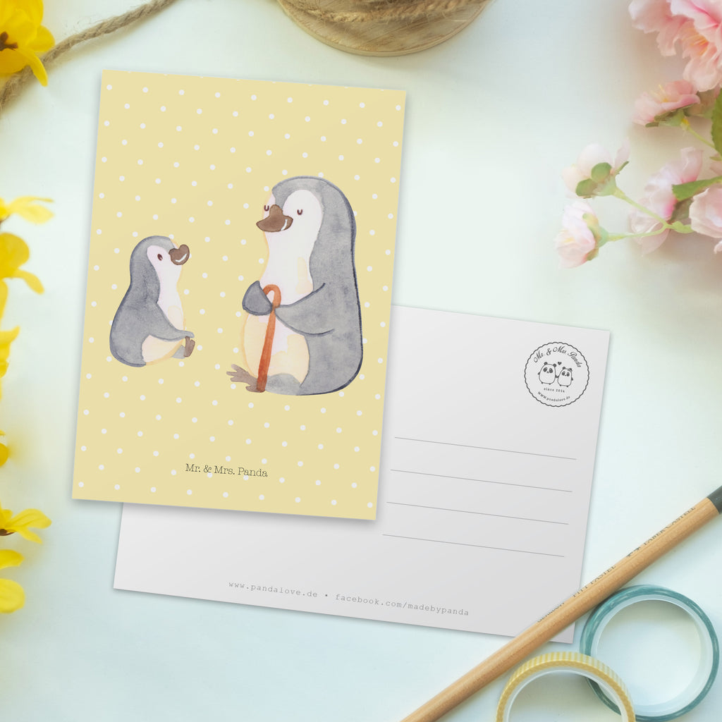 Postkarte Pinguin Opa Enkel Geschenkkarte, Grußkarte, Karte, Einladung, Ansichtskarte, Geburtstagskarte, Einladungskarte, Dankeskarte, Familie, Vatertag, Muttertag, Bruder, Schwester, Mama, Papa, Oma, Opa, Opi, bester Opa, Großvater, Lieblingsopa, Geschenk für Opa