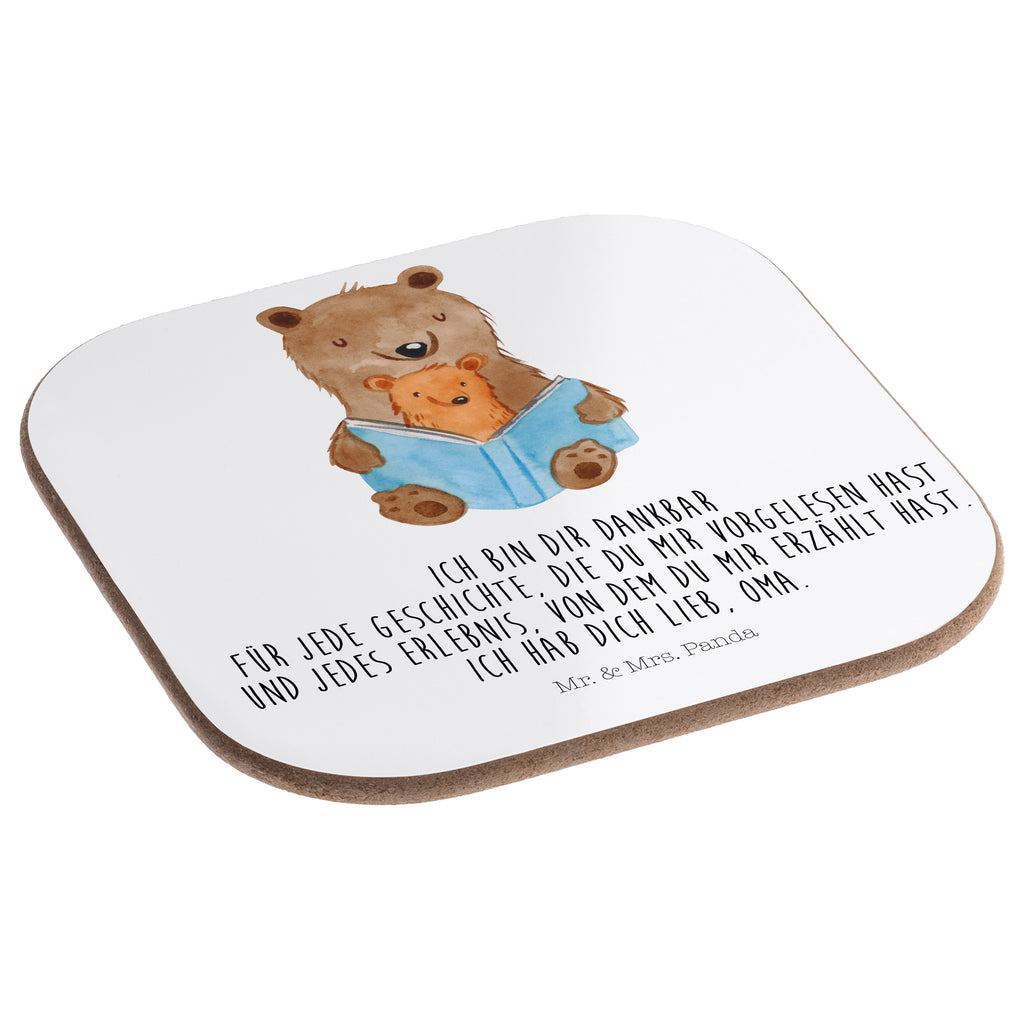 Quadratische Untersetzer Bären Buch Bierdeckel, Glasuntersetzer, Untersetzer Gläser, Getränkeuntersetzer, Familie, Vatertag, Muttertag, Bruder, Schwester, Mama, Papa, Oma, Opa, Omi, Großmutter, beste Oma, Lieblingsoma, Geschichtenerzähler