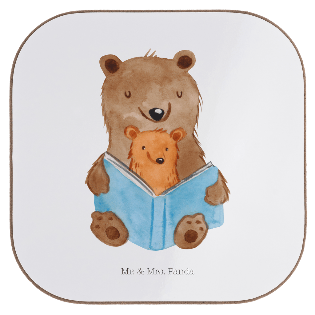 Quadratische Untersetzer Bären Buch Bierdeckel, Glasuntersetzer, Untersetzer Gläser, Getränkeuntersetzer, Familie, Vatertag, Muttertag, Bruder, Schwester, Mama, Papa, Oma, Opa, Omi, Großmutter, beste Oma, Lieblingsoma, Geschichtenerzähler