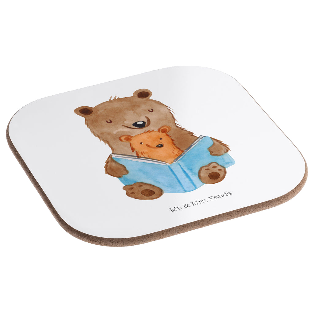 Quadratische Untersetzer Bären Buch Bierdeckel, Glasuntersetzer, Untersetzer Gläser, Getränkeuntersetzer, Familie, Vatertag, Muttertag, Bruder, Schwester, Mama, Papa, Oma, Opa, Omi, Großmutter, beste Oma, Lieblingsoma, Geschichtenerzähler