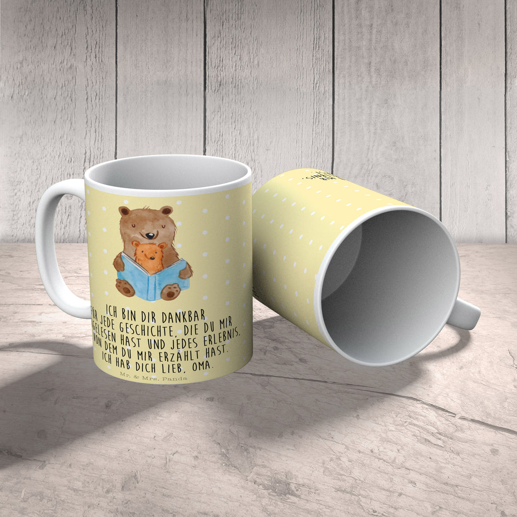 Tasse Bären Buch Oma, Omi, Großmutter, beste Oma, Lieblingsoma, Geschichtenerzähler Becher, Kaffeetasse, Kaffeebecher, Tee, Frühstück, Büro  Familie, Vatertag, Muttertag, Bruder, Schwester, Mama, Papa, Oma, Opa