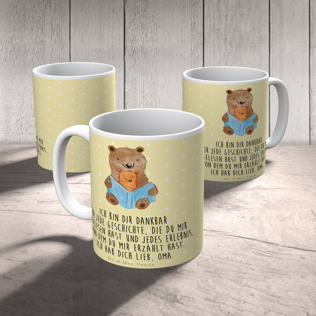 Tasse Bären Buch Oma, Omi, Großmutter, beste Oma, Lieblingsoma, Geschichtenerzähler Becher, Kaffeetasse, Kaffeebecher, Tee, Frühstück, Büro  Familie, Vatertag, Muttertag, Bruder, Schwester, Mama, Papa, Oma, Opa