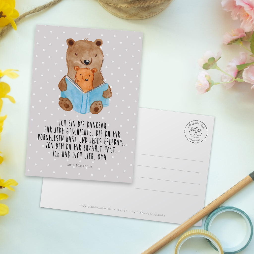 Postkarte Bären Buch Geschenkkarte, Grußkarte, Karte, Einladung, Ansichtskarte, Geburtstagskarte, Einladungskarte, Dankeskarte, Familie, Vatertag, Muttertag, Bruder, Schwester, Mama, Papa, Oma, Opa, Omi, Großmutter, beste Oma, Lieblingsoma, Geschichtenerzähler