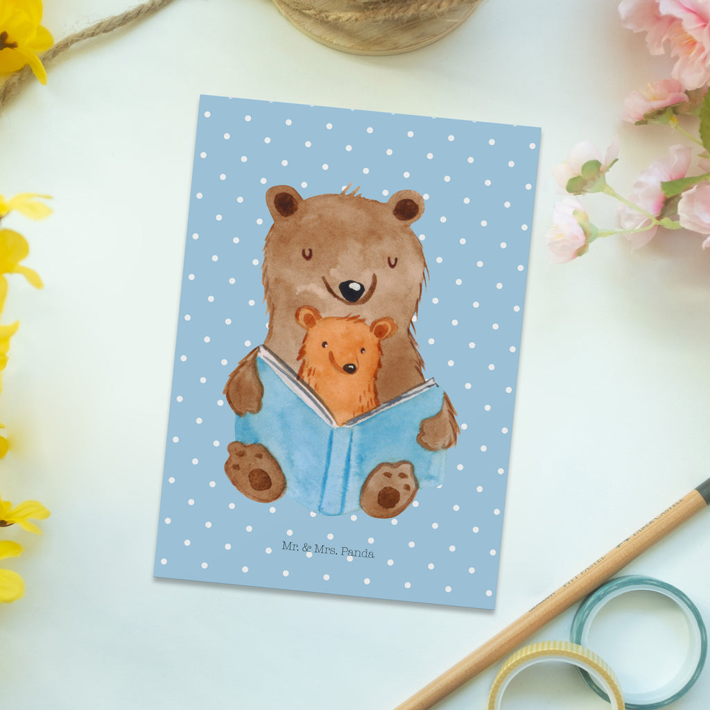 Postkarte Bären Buch Geschenkkarte, Grußkarte, Karte, Einladung, Ansichtskarte, Geburtstagskarte, Einladungskarte, Dankeskarte, Familie, Vatertag, Muttertag, Bruder, Schwester, Mama, Papa, Oma, Opa, Omi, Großmutter, beste Oma, Lieblingsoma, Geschichtenerzähler