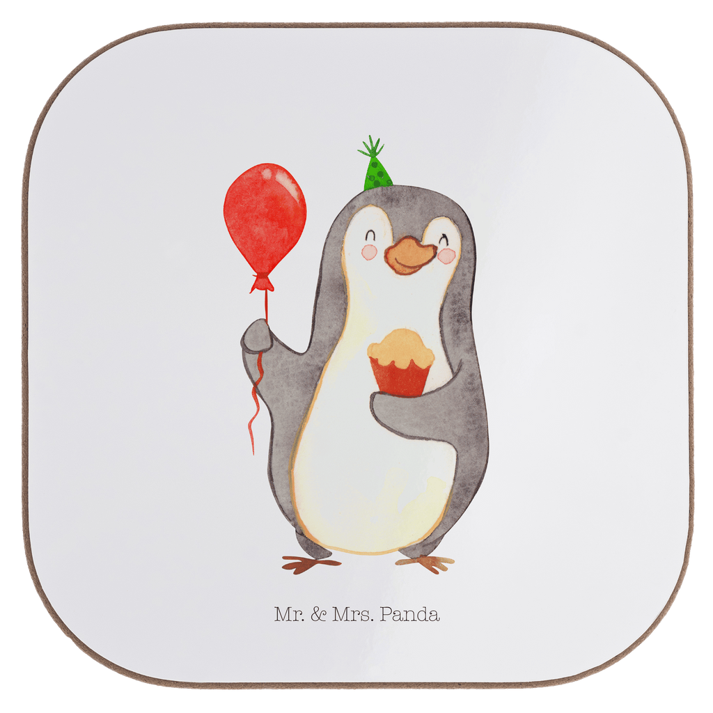 Quadratische Untersetzer Pinguin Geburtstag Bierdeckel, Glasuntersetzer, Untersetzer Gläser, Getränkeuntersetzer, Geburtstag, Geburtstagsgeschenk, Geschenk, Party, Feiern, Geschenke, Torte, Kuchen