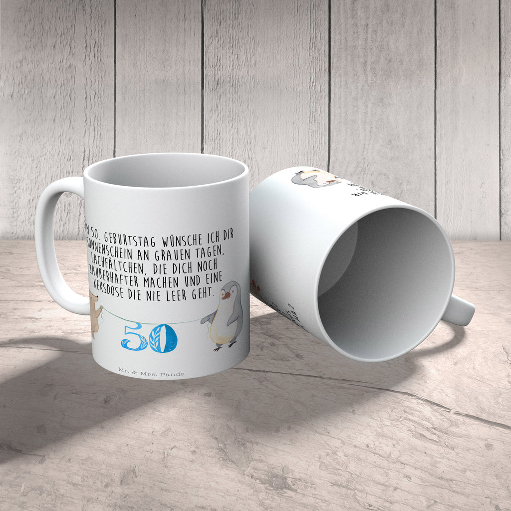 Tasse 50. Geburtstag Maus Pinguin Geburtstag, Party, Feiern, Torte, Kuchen, Geschenk Becher, Kaffeetasse, Kaffeebecher, Tee, Frühstück, Büro  Geburtstag, Geburtstagsgeschenk, Geschenk