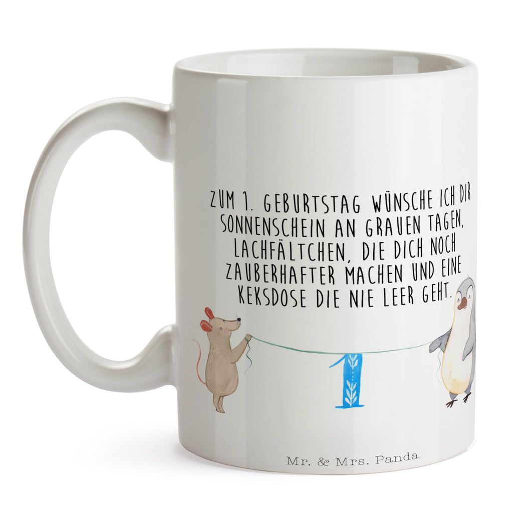 Tasse 1. Geburtstag Maus Pinguin Geburtstag, Party, Feiern, Torte, Kuchen, Geschenk Becher, Kaffeetasse, Kaffeebecher, Tee, Frühstück, Büro  Geburtstag, Geburtstagsgeschenk, Geschenk