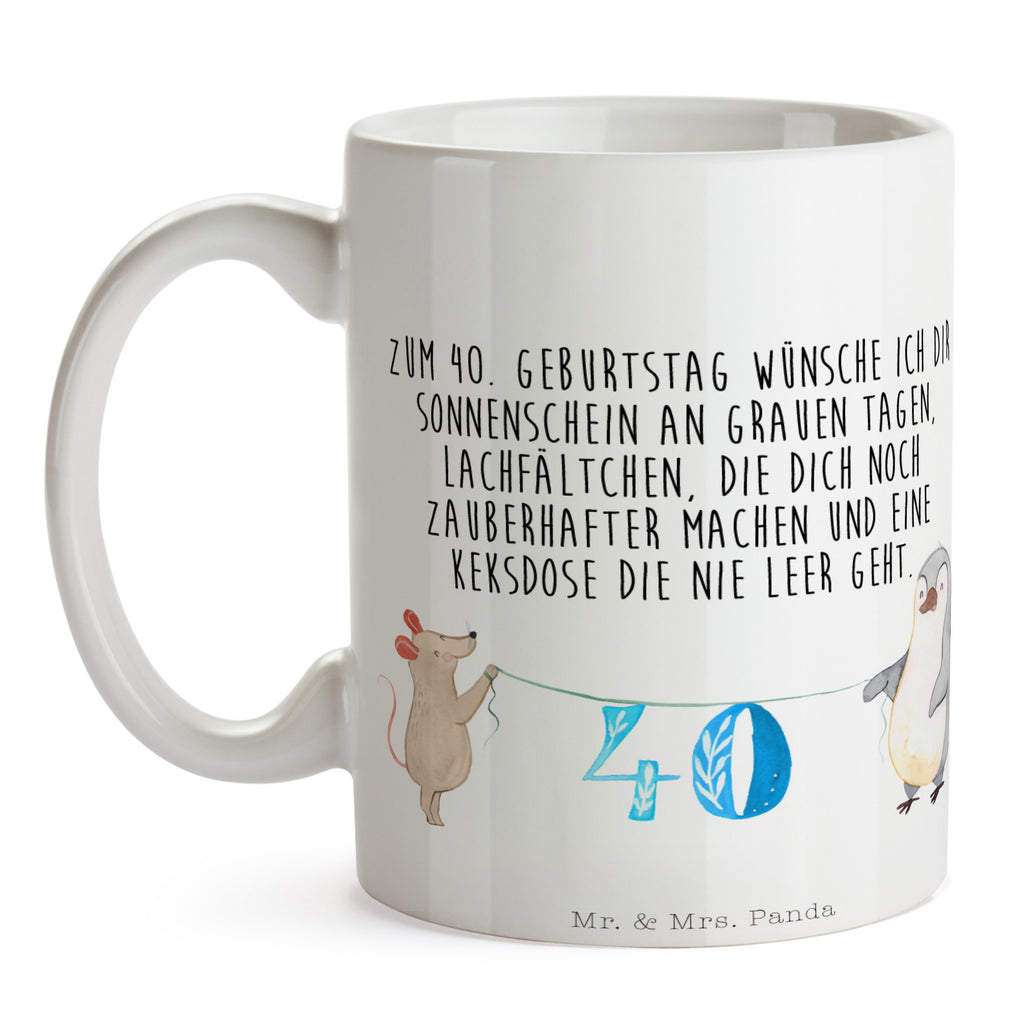 Tasse 40. Geburtstag Maus Pinguin Geburtstag, Party, Feiern, Torte, Kuchen, Geschenk Becher, Kaffeetasse, Kaffeebecher, Tee, Frühstück, Büro  Geburtstag, Geburtstagsgeschenk, Geschenk