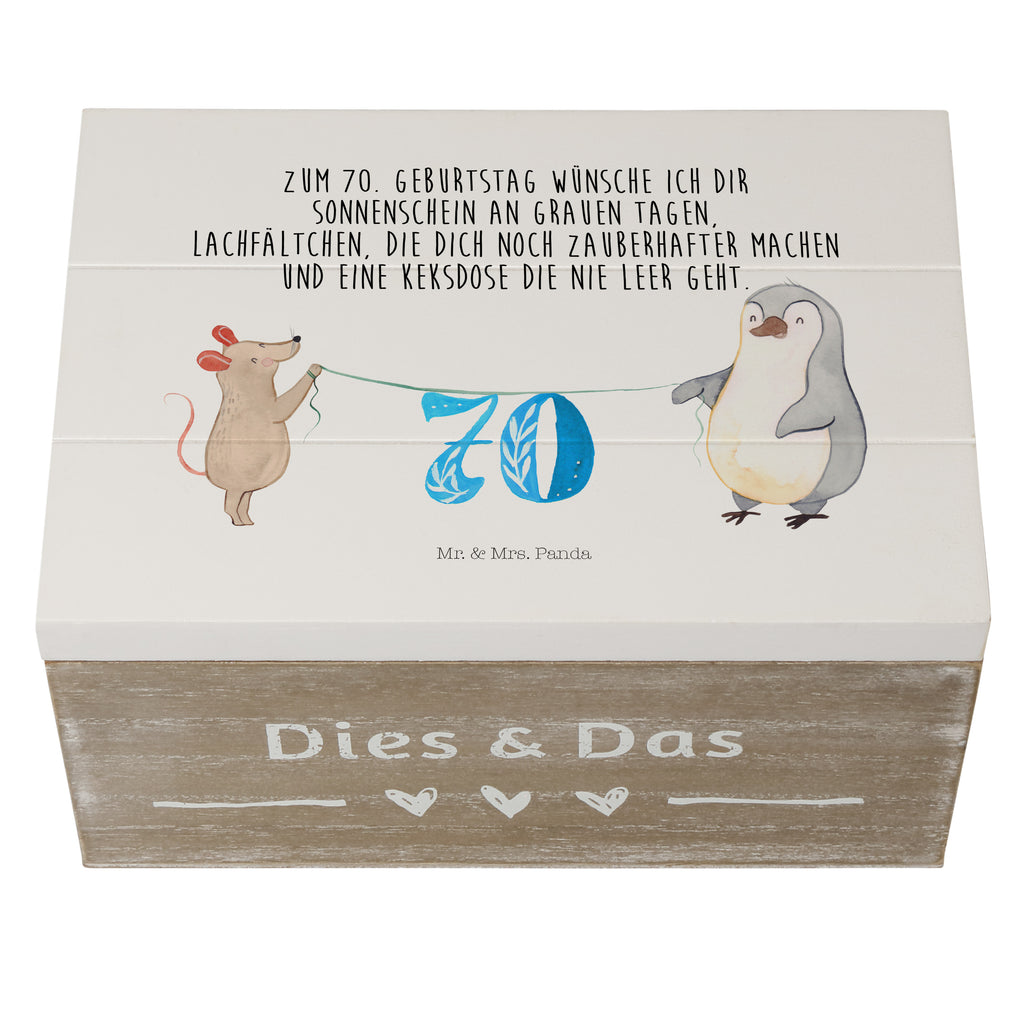 Holzkiste 70. Geburtstag Maus Pinguin Holzkiste, Kiste, Schatzkiste, Truhe, Schatulle, XXL, Erinnerungsbox, Erinnerungskiste, Dekokiste, Aufbewahrungsbox, Geburtstag, Geburtstagsgeschenk, Geschenk, Party, Feiern, Torte, Kuchen
