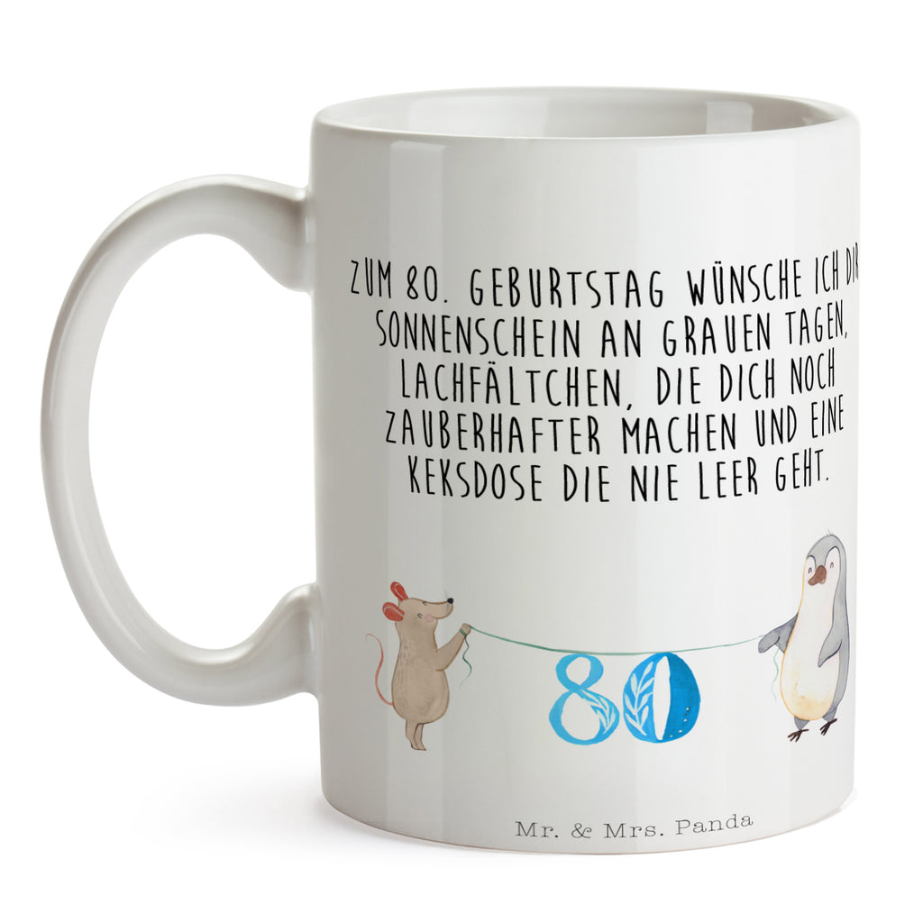 Tasse 80. Geburtstag Maus Pinguin Geburtstag, Party, Feiern, Torte, Kuchen, Geschenk Becher, Kaffeetasse, Kaffeebecher, Tee, Frühstück, Büro  Geburtstag, Geburtstagsgeschenk, Geschenk
