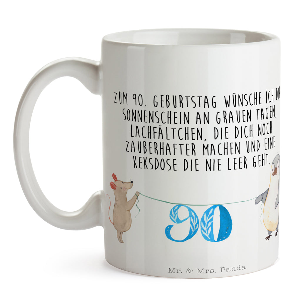 Tasse 90. Geburtstag Maus Pinguin Geburtstag, Party, Feiern, Torte, Kuchen, Geschenk Becher, Kaffeetasse, Kaffeebecher, Tee, Frühstück, Büro  Geburtstag, Geburtstagsgeschenk, Geschenk
