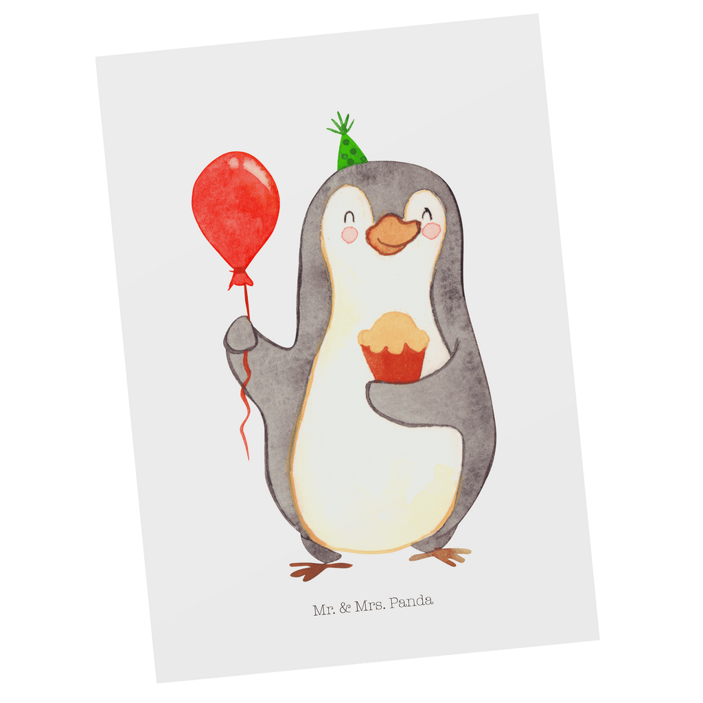 Postkarte Pinguin Geburtstag Geschenkkarte, Grußkarte, Karte, Einladung, Ansichtskarte, Geburtstagskarte, Einladungskarte, Geburtstag, Geburtstagsgeschenk, Geschenk, Party, Feiern, Geschenke, Torte, Kuchen