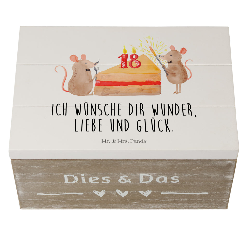 Holzkiste 18. Geburtstag Mäuse Kuchen Holzkiste, Kiste, Schatzkiste, Truhe, Schatulle, XXL, Erinnerungsbox, Erinnerungskiste, Dekokiste, Aufbewahrungsbox, Geburtstag, Geburtstagsgeschenk, Geschenk, Maus, Geburtstage, Happy Birthday, Geburtstagsfeier