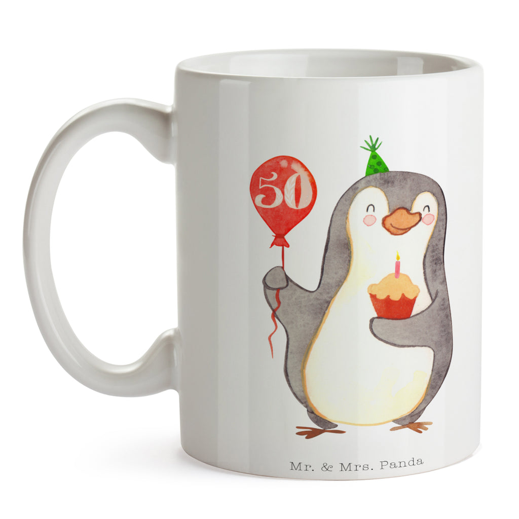 Tasse 50. Geburtstag Pinguin Luftballon Pinguin, Geburtstag, Geburtstage, Happy Birthday, Geburtstagsgeschenk, Geschenk, Geburtstagsfeier Becher, Kaffeetasse, Kaffeebecher, Tee, Frühstück, Büro  Geburtstag, Geburtstagsgeschenk, Geschenk