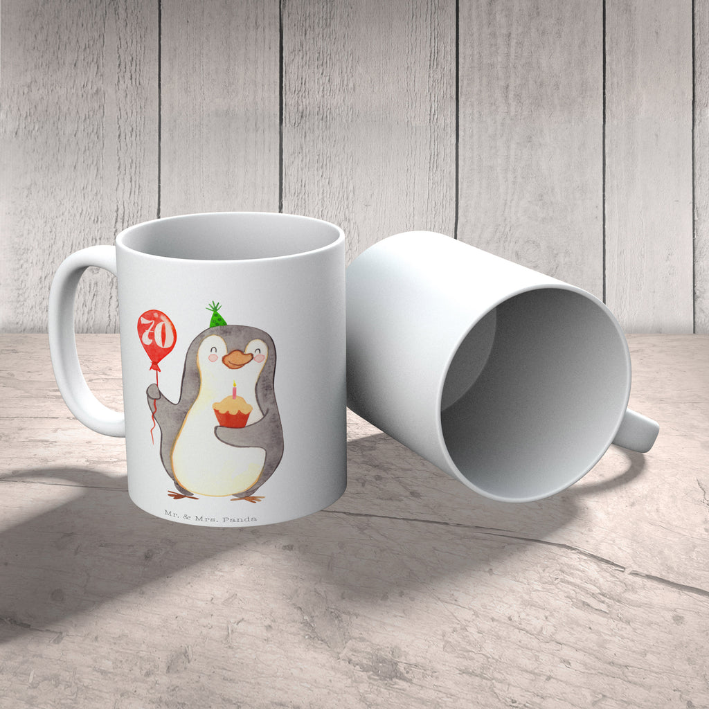 Tasse 70. Geburtstag Pinguin Luftballon Pinguin, Geburtstag, Geburtstage, Happy Birthday, Geburtstagsgeschenk, Geschenk, Geburtstagsfeier Becher, Kaffeetasse, Kaffeebecher, Tee, Frühstück, Büro  Geburtstag, Geburtstagsgeschenk, Geschenk