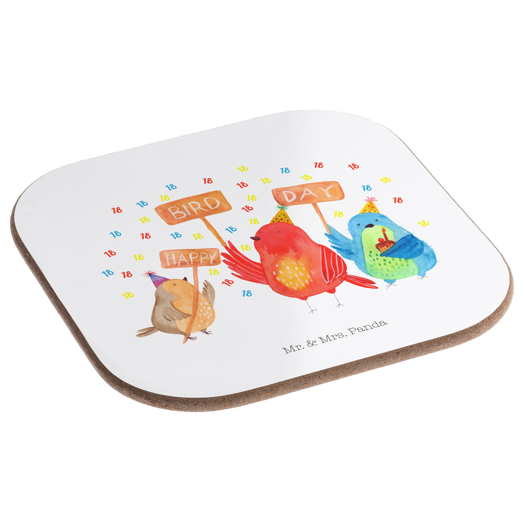 Quadratische Untersetzer 18. Geburtstag Happy Bird Day Bierdeckel, Glasuntersetzer, Untersetzer Gläser, Getränkeuntersetzer, Geburtstag, Geburtstagsgeschenk, Geschenk, zum, schenken, für, Feiern, Party