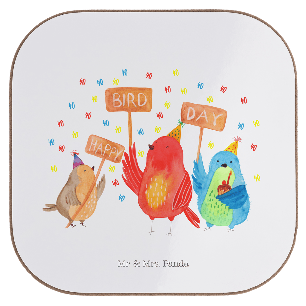 Quadratische Untersetzer 40. Geburtstag Happy Bird Day Bierdeckel, Glasuntersetzer, Untersetzer Gläser, Getränkeuntersetzer, Geburtstag, Geburtstagsgeschenk, Geschenk, zum, Feiern, Party, Mitbringsel, für