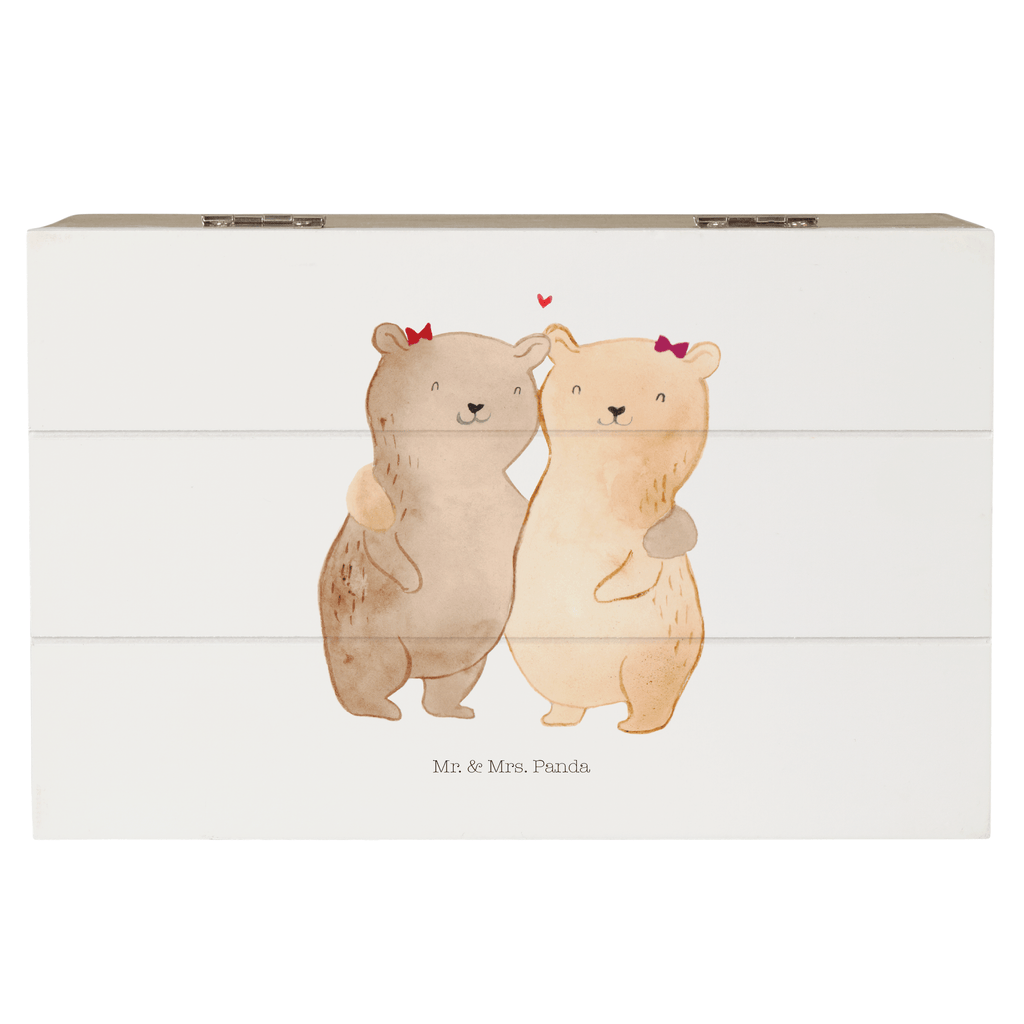 Holzkiste Bären Schwestern Holzkiste, Kiste, Schatzkiste, Truhe, Schatulle, XXL, Erinnerungsbox, Erinnerungskiste, Dekokiste, Aufbewahrungsbox, Familie, Vatertag, Muttertag, Bruder, Schwester, Mama, Papa, Oma, Opa