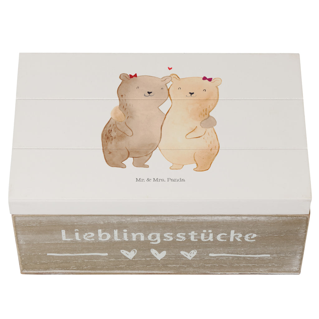 Holzkiste Bären Schwestern Holzkiste, Kiste, Schatzkiste, Truhe, Schatulle, XXL, Erinnerungsbox, Erinnerungskiste, Dekokiste, Aufbewahrungsbox, Familie, Vatertag, Muttertag, Bruder, Schwester, Mama, Papa, Oma, Opa
