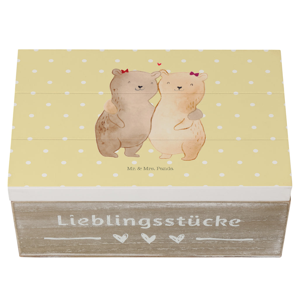 Holzkiste Bären Schwestern Holzkiste, Kiste, Schatzkiste, Truhe, Schatulle, XXL, Erinnerungsbox, Erinnerungskiste, Dekokiste, Aufbewahrungsbox, Familie, Vatertag, Muttertag, Bruder, Schwester, Mama, Papa, Oma, Opa