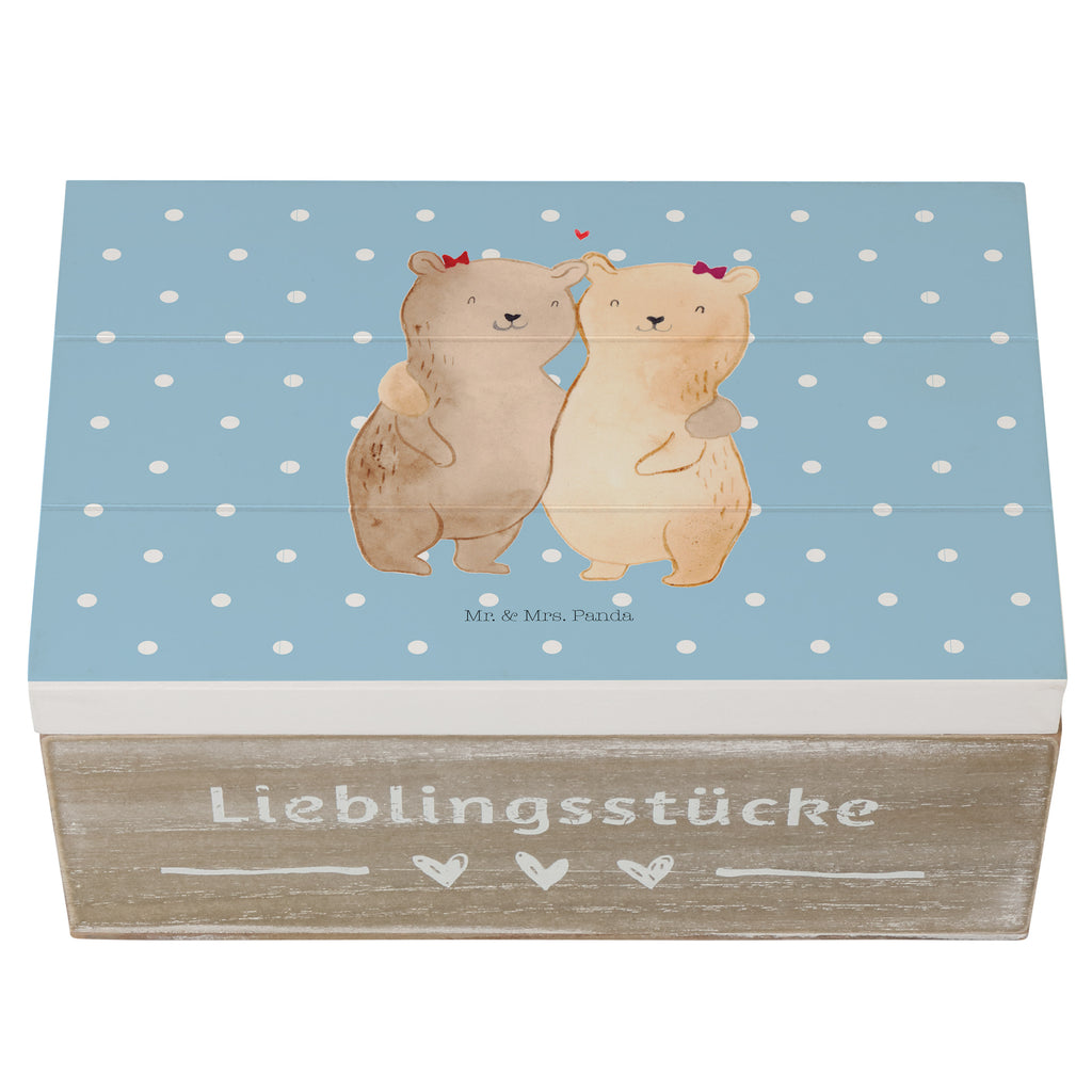 Holzkiste Bären Schwestern Holzkiste, Kiste, Schatzkiste, Truhe, Schatulle, XXL, Erinnerungsbox, Erinnerungskiste, Dekokiste, Aufbewahrungsbox, Familie, Vatertag, Muttertag, Bruder, Schwester, Mama, Papa, Oma, Opa