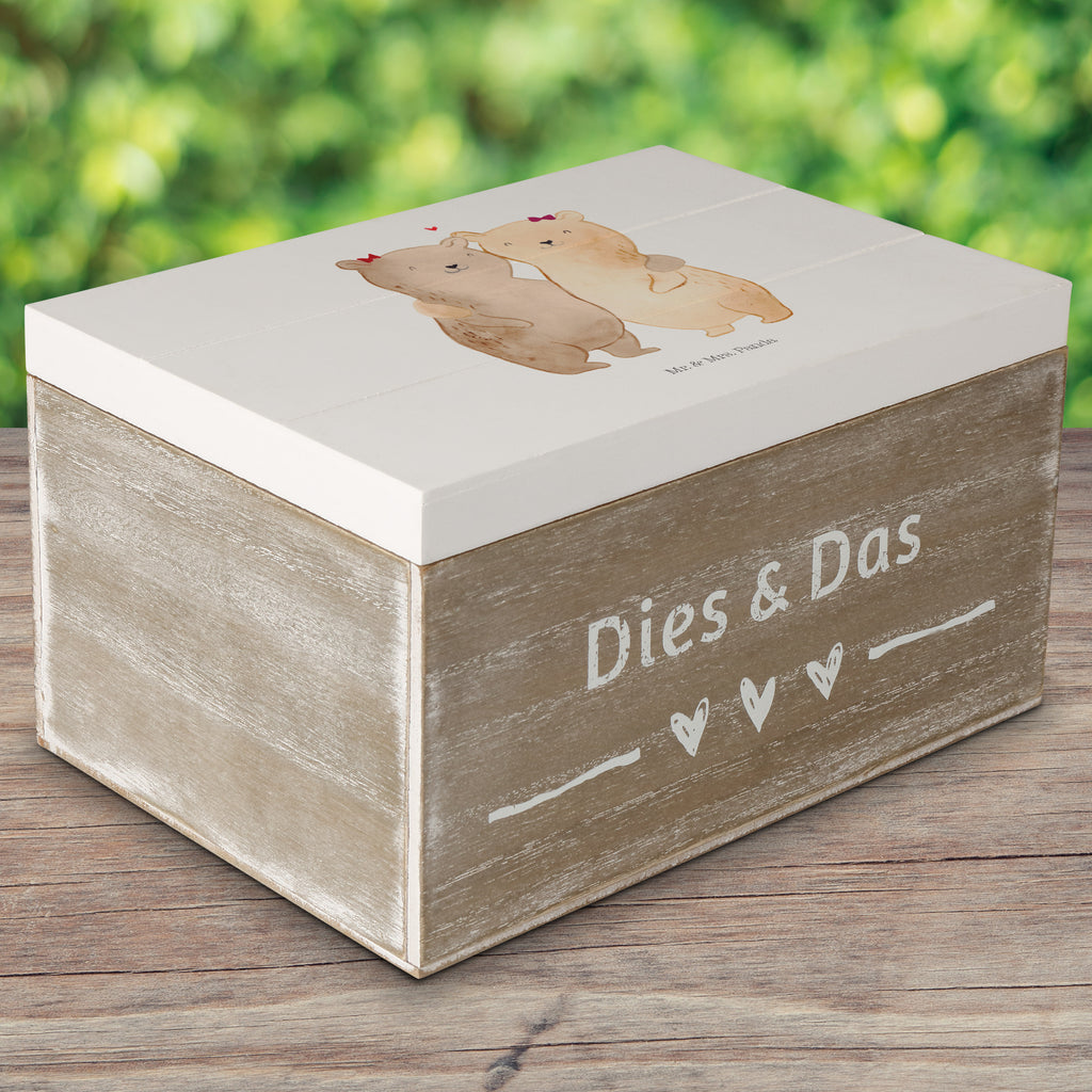 Holzkiste Bären Schwestern Holzkiste, Kiste, Schatzkiste, Truhe, Schatulle, XXL, Erinnerungsbox, Erinnerungskiste, Dekokiste, Aufbewahrungsbox, Familie, Vatertag, Muttertag, Bruder, Schwester, Mama, Papa, Oma, Opa
