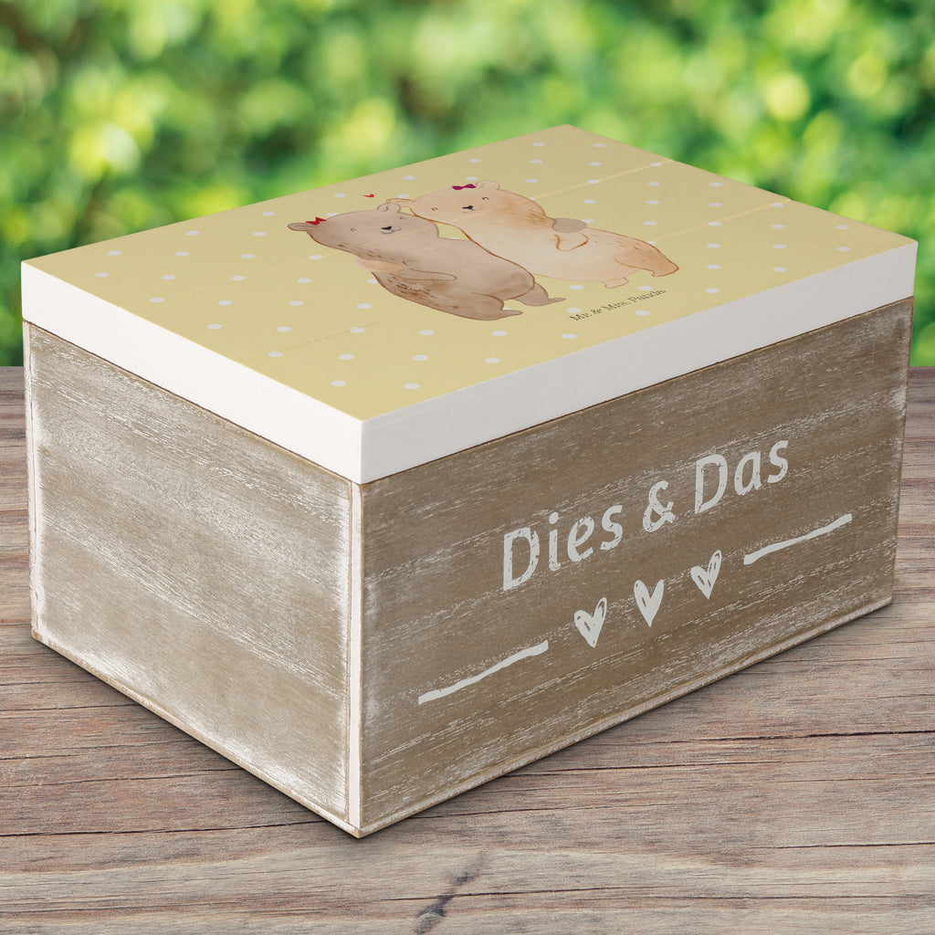 Holzkiste Bären Schwestern Holzkiste, Kiste, Schatzkiste, Truhe, Schatulle, XXL, Erinnerungsbox, Erinnerungskiste, Dekokiste, Aufbewahrungsbox, Familie, Vatertag, Muttertag, Bruder, Schwester, Mama, Papa, Oma, Opa