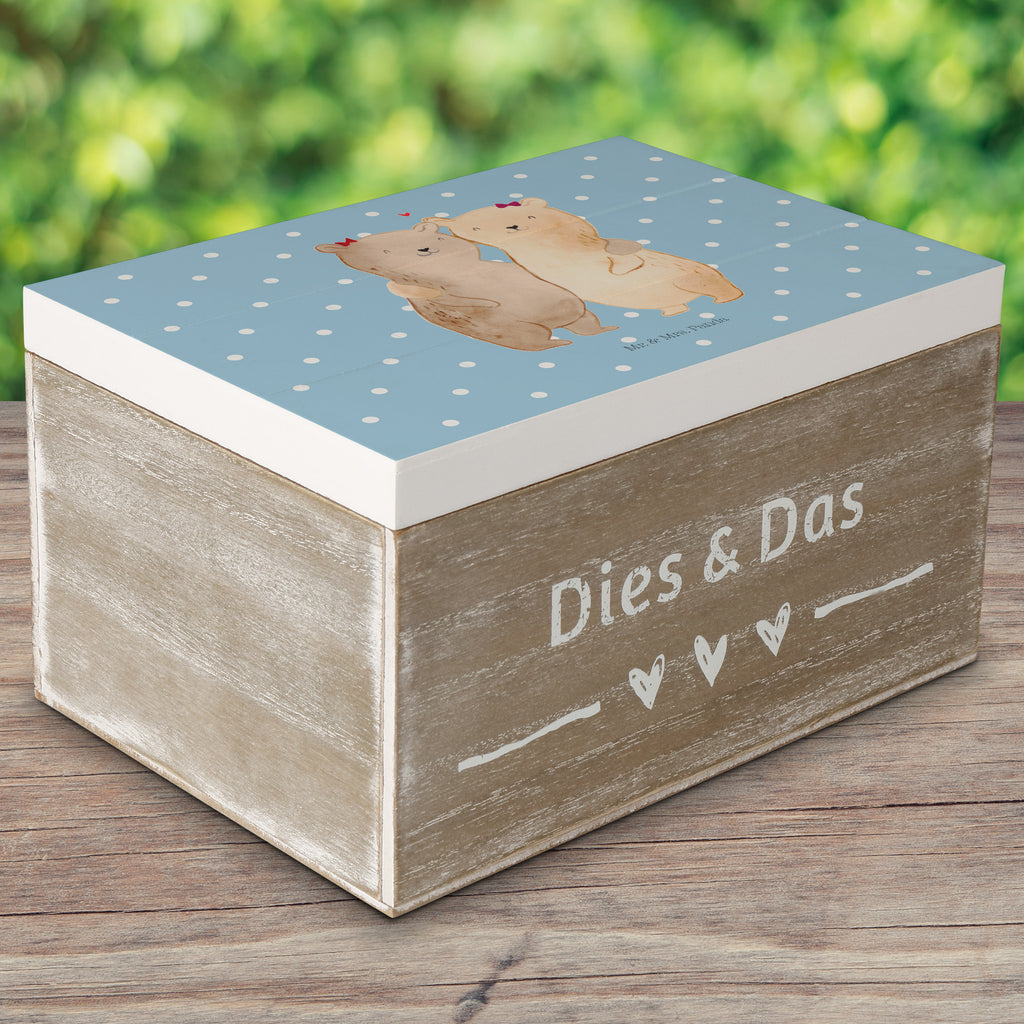 Holzkiste Bären Schwestern Holzkiste, Kiste, Schatzkiste, Truhe, Schatulle, XXL, Erinnerungsbox, Erinnerungskiste, Dekokiste, Aufbewahrungsbox, Familie, Vatertag, Muttertag, Bruder, Schwester, Mama, Papa, Oma, Opa
