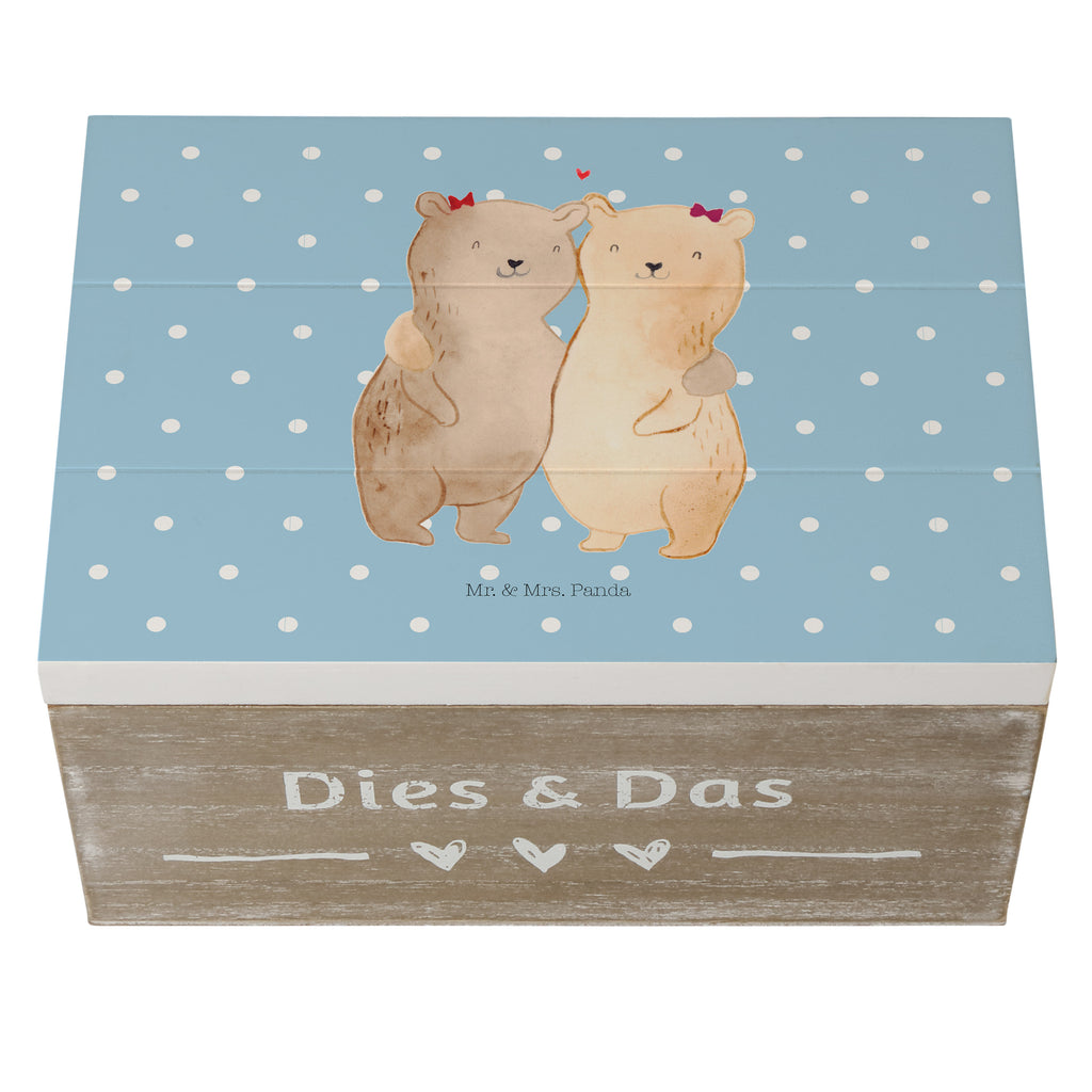 Holzkiste Bären Schwestern Holzkiste, Kiste, Schatzkiste, Truhe, Schatulle, XXL, Erinnerungsbox, Erinnerungskiste, Dekokiste, Aufbewahrungsbox, Familie, Vatertag, Muttertag, Bruder, Schwester, Mama, Papa, Oma, Opa