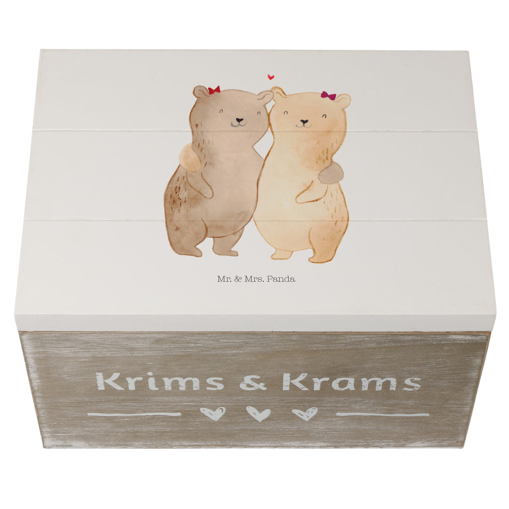 Holzkiste Bären Schwestern Holzkiste, Kiste, Schatzkiste, Truhe, Schatulle, XXL, Erinnerungsbox, Erinnerungskiste, Dekokiste, Aufbewahrungsbox, Familie, Vatertag, Muttertag, Bruder, Schwester, Mama, Papa, Oma, Opa