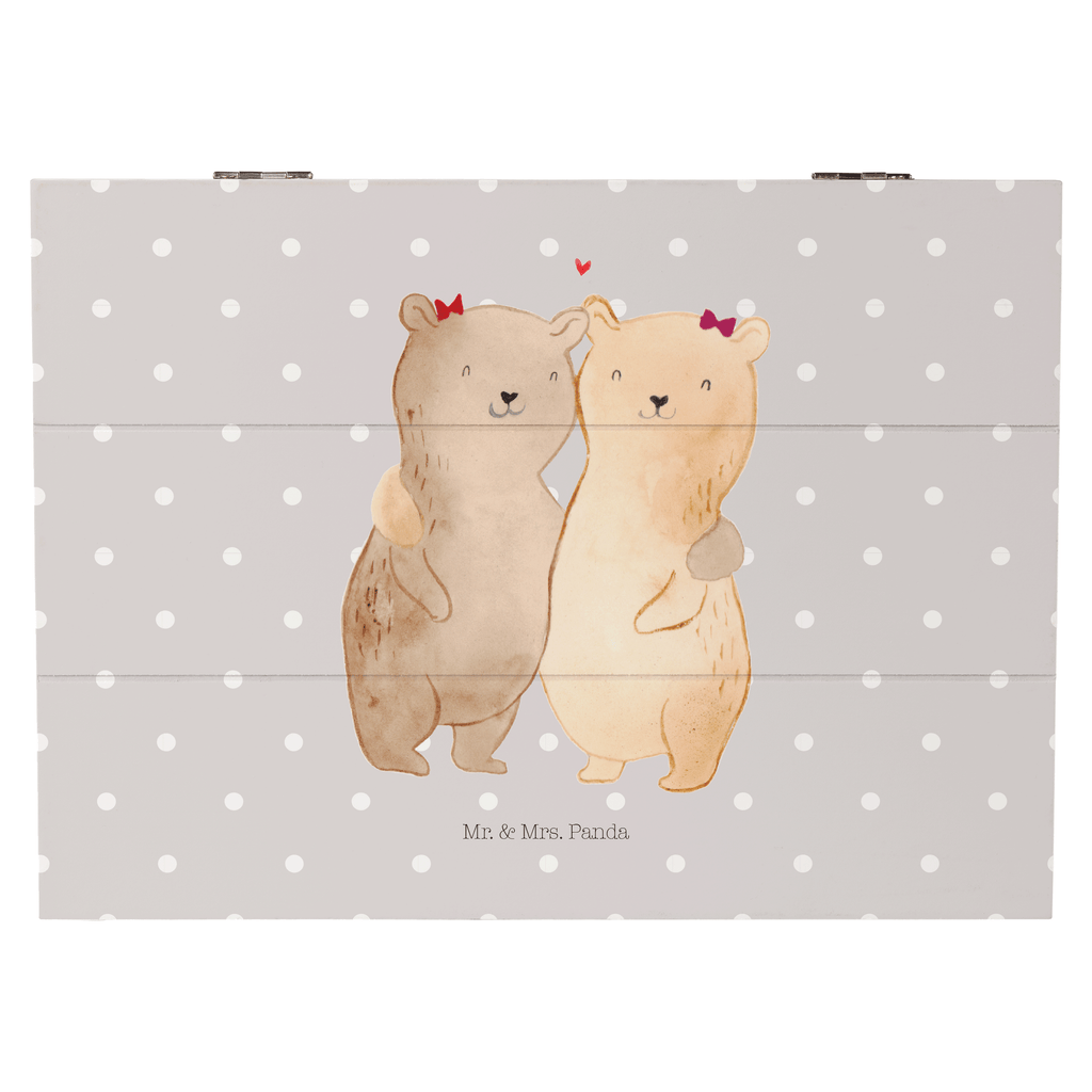 Holzkiste Bären Schwestern Holzkiste, Kiste, Schatzkiste, Truhe, Schatulle, XXL, Erinnerungsbox, Erinnerungskiste, Dekokiste, Aufbewahrungsbox, Familie, Vatertag, Muttertag, Bruder, Schwester, Mama, Papa, Oma, Opa